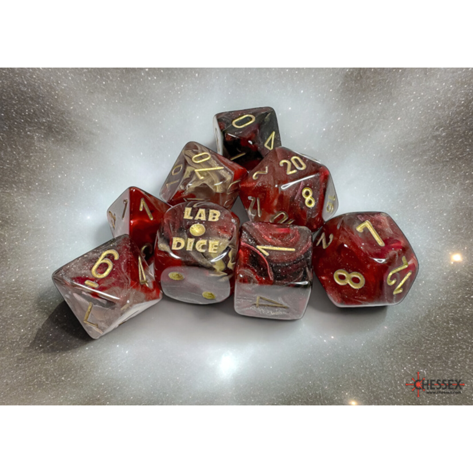 Chessex 30064 Lab Dice Borealis: Cosmos with Gold 7-Die Set