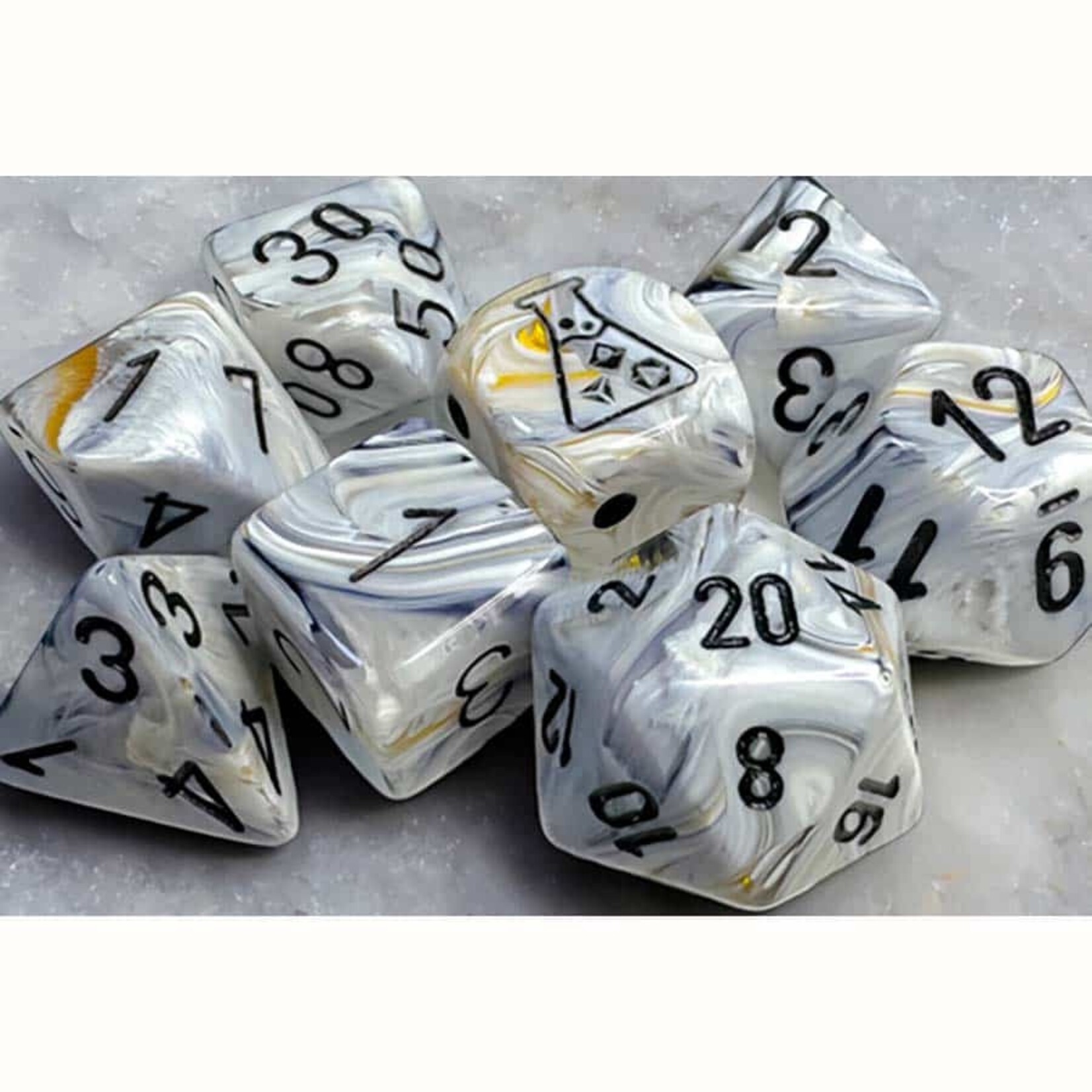 Chessex 30067 Lab Dice Marble Calcite/Blue 7-Set with Bonus D6
