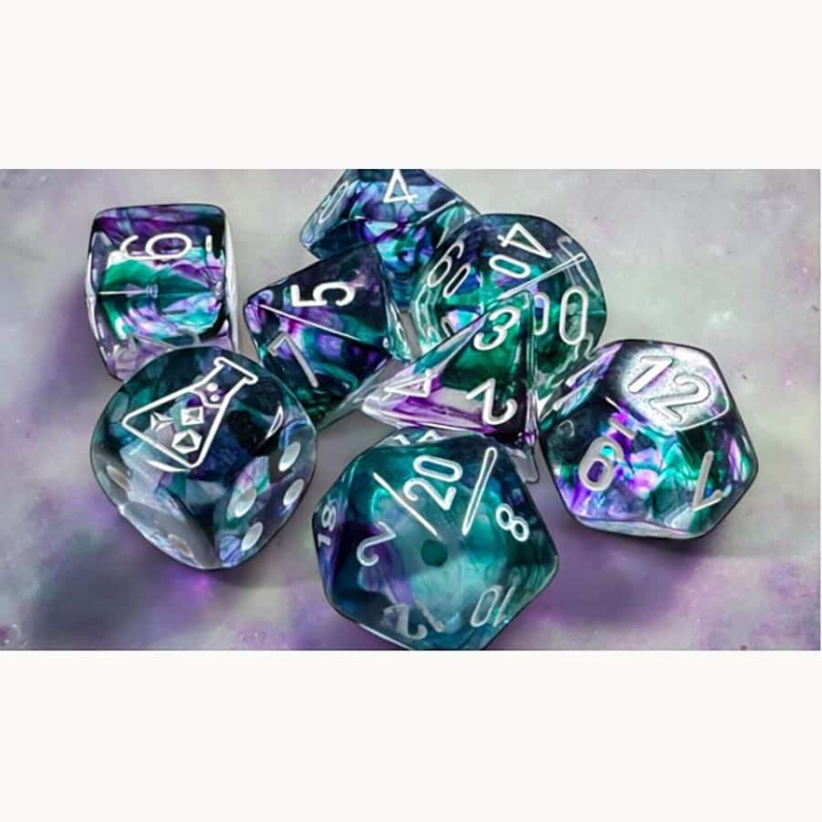 Chessex 30068 Lab Dice Nebula Fluorite with White 8-Set