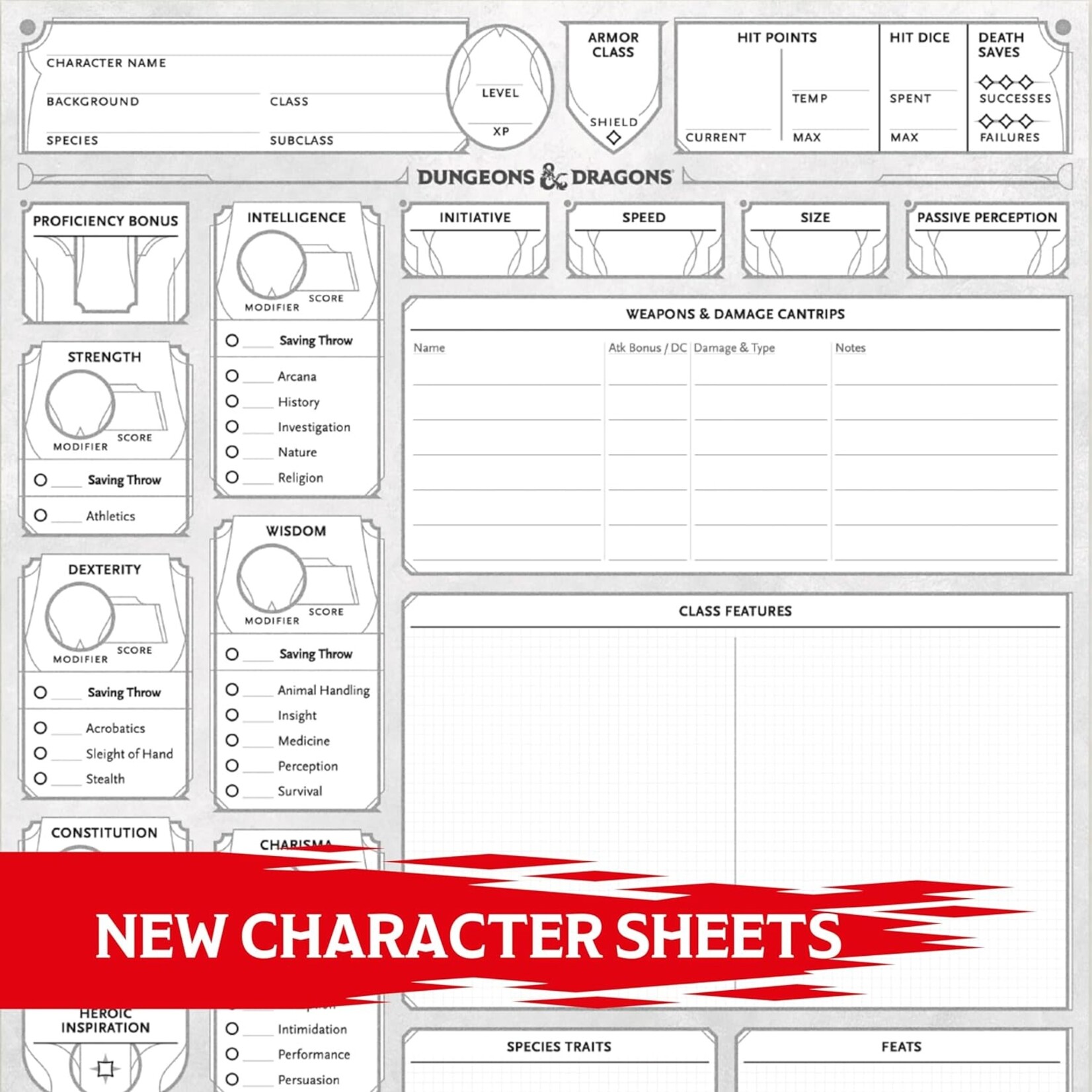 Wizards of the Coast D&D 5th Ed 2024 Character Sheets
