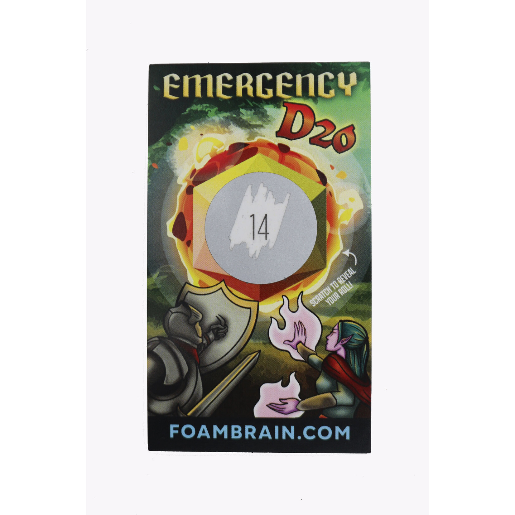 Foam Brain Games Emergency D20 Scratch Off Cards (One Pack of 10 Cards)