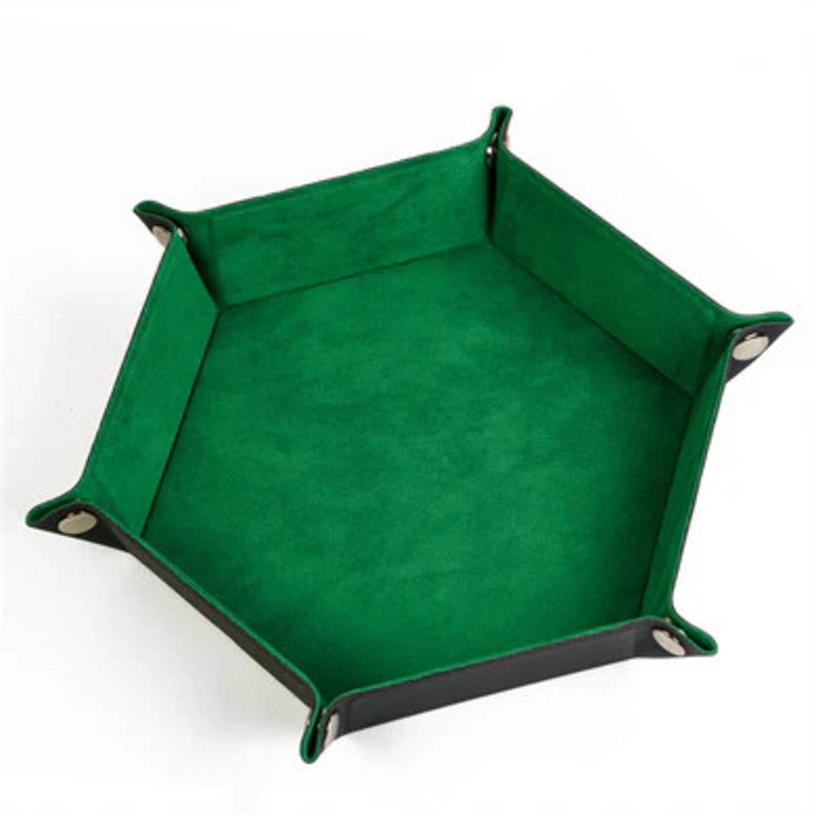 Foam Brain Games Leatherette & Velvet Dice Tray: Emerald Green Hex
