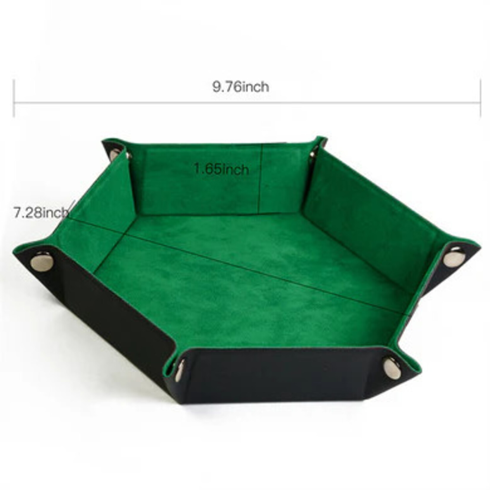 Foam Brain Games Leatherette & Velvet Dice Tray: Emerald Green Hex