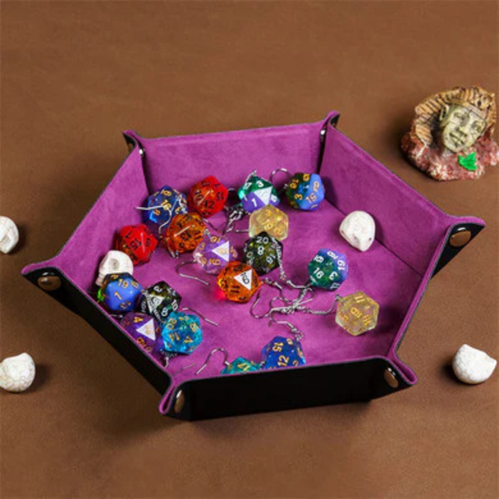 Foam Brain Games Leatherette & Velvet Dice Tray: Magenta Hex