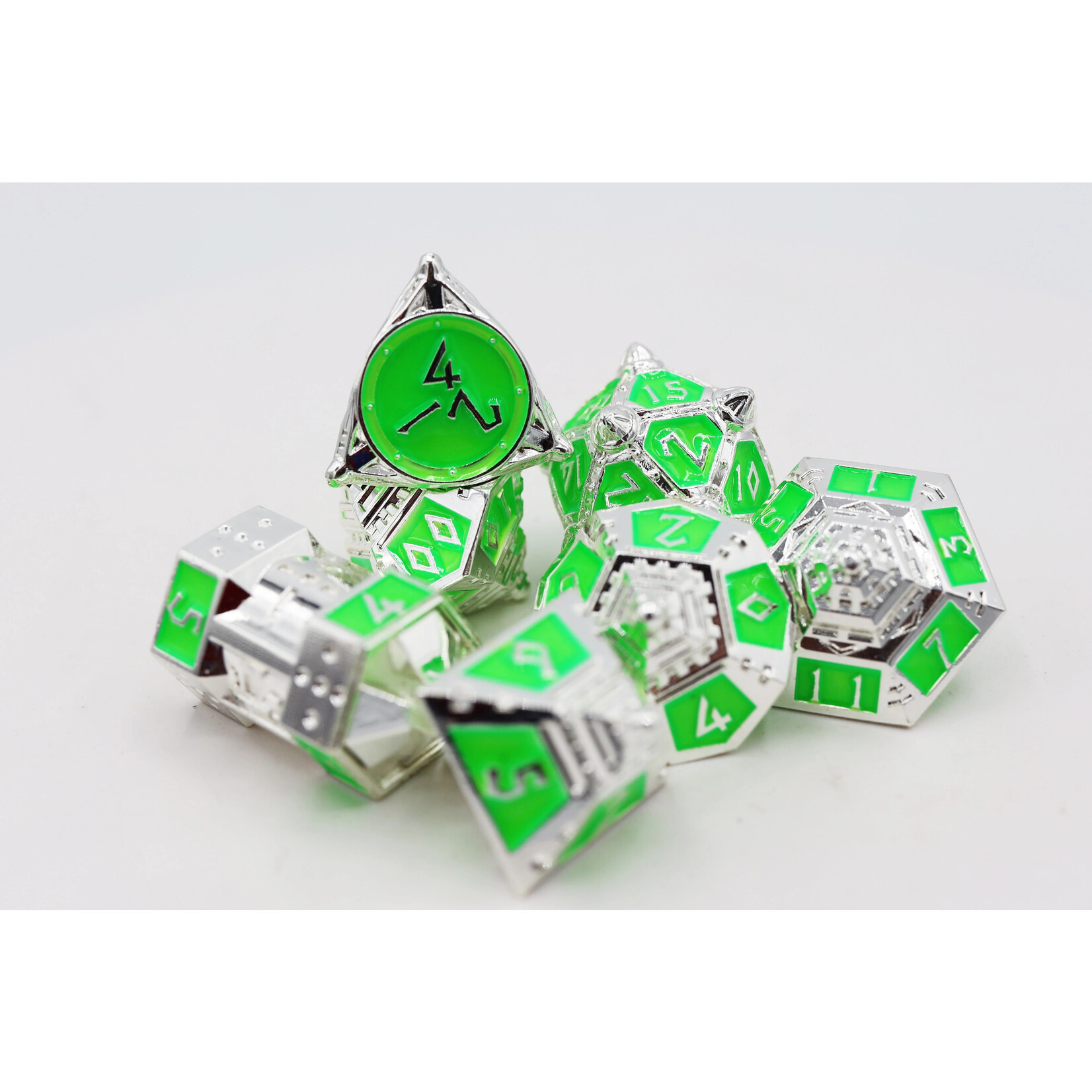 Foam Brain Games Neon Diamonds Dice 51 Metal RPG 7-Set
