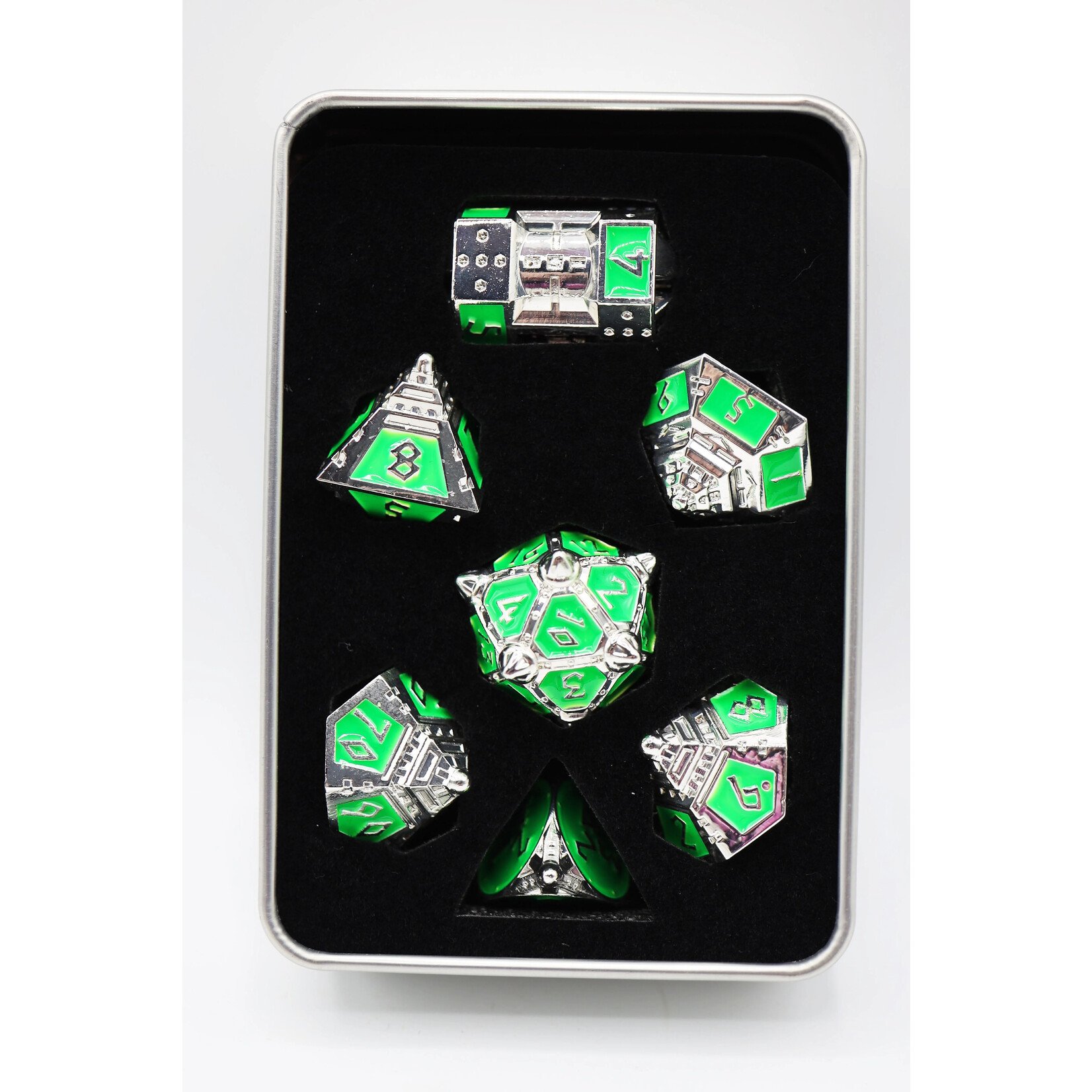 Foam Brain Games Neon Diamonds Dice 51 Metal RPG 7-Set