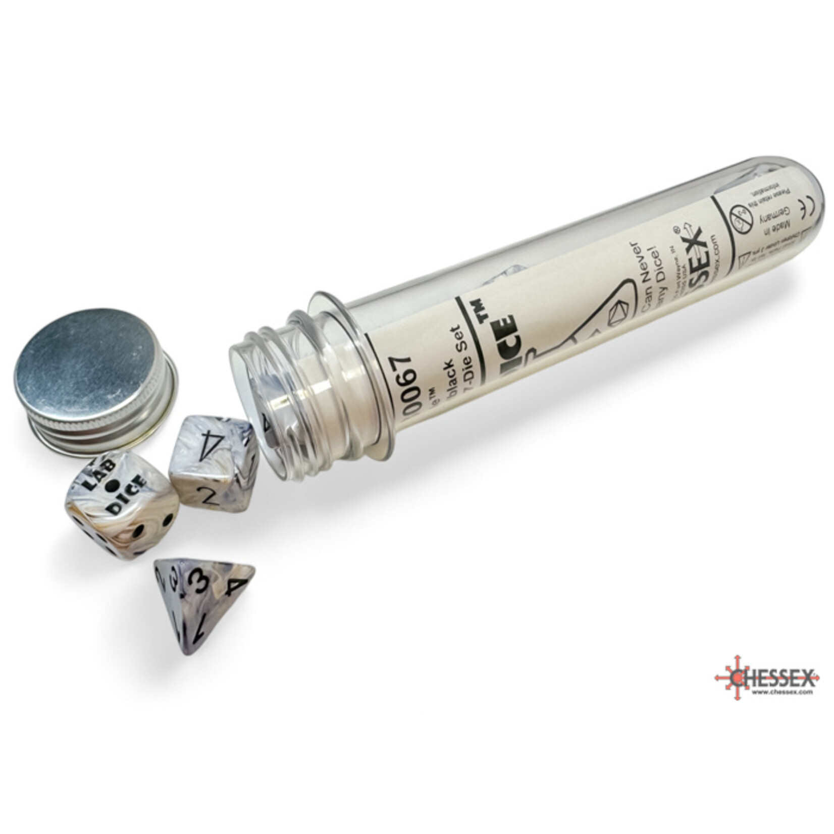 Chessex 30067 Lab Dice Marble Calcite/Blue 7-Set with Bonus D6