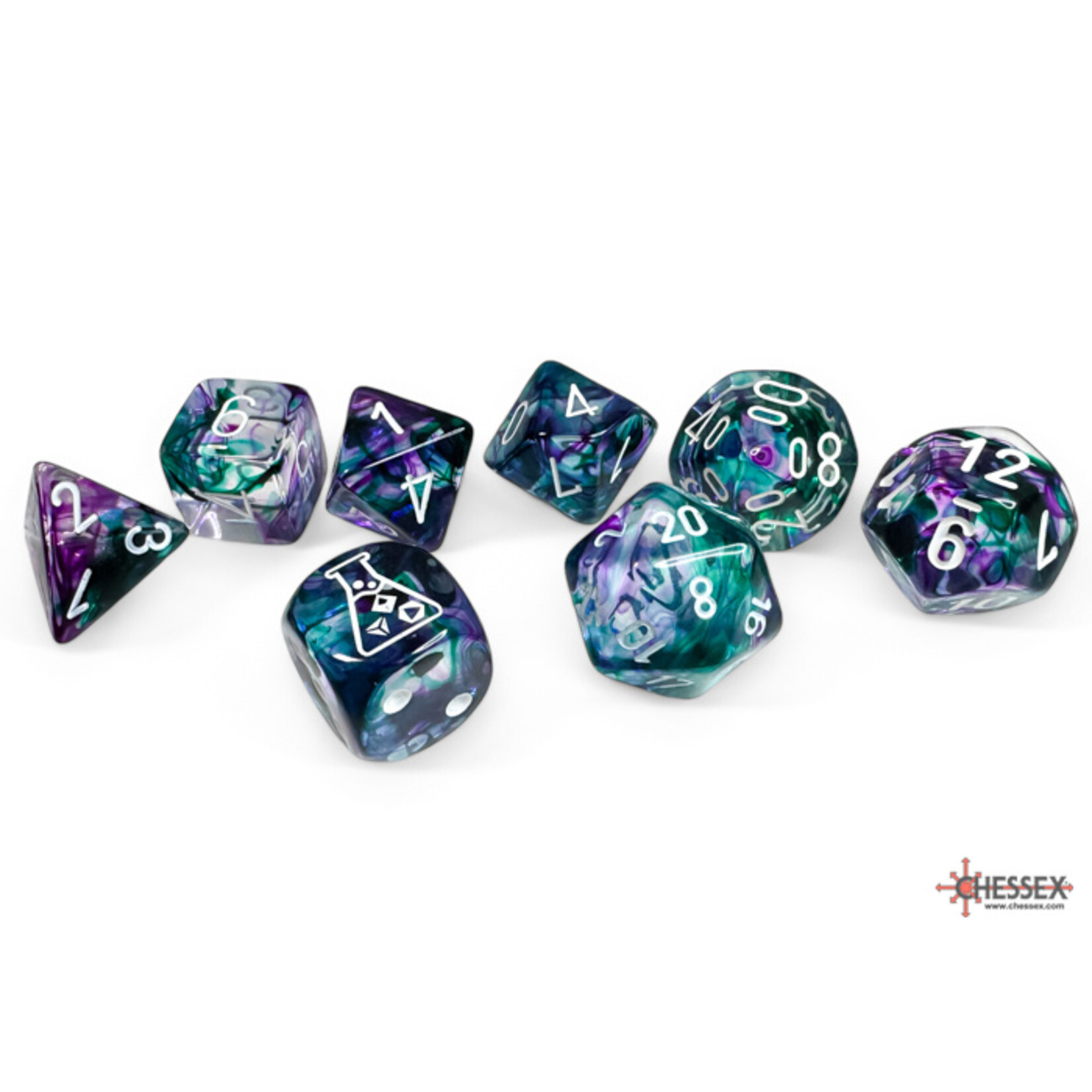 Chessex 30068 Lab Dice Nebula Fluorite with White 8-Set