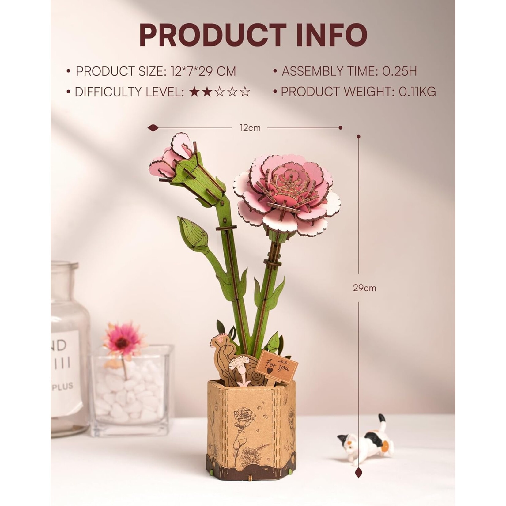 Robotime Pink Carnation