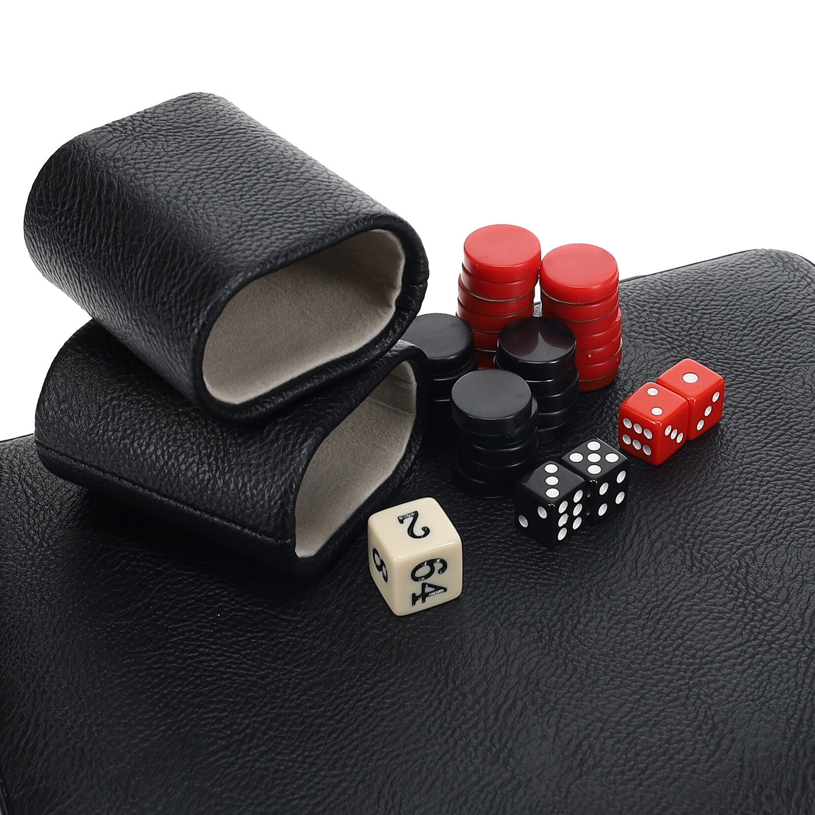 Wood Expressions Magnetic Travel Backgammon Black Leatherette & carry strap