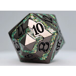 Foam Brain Games Black with Green Mica - 35mm Metal D20