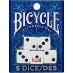 Bicycle D6 Opaque White with Black set of 5