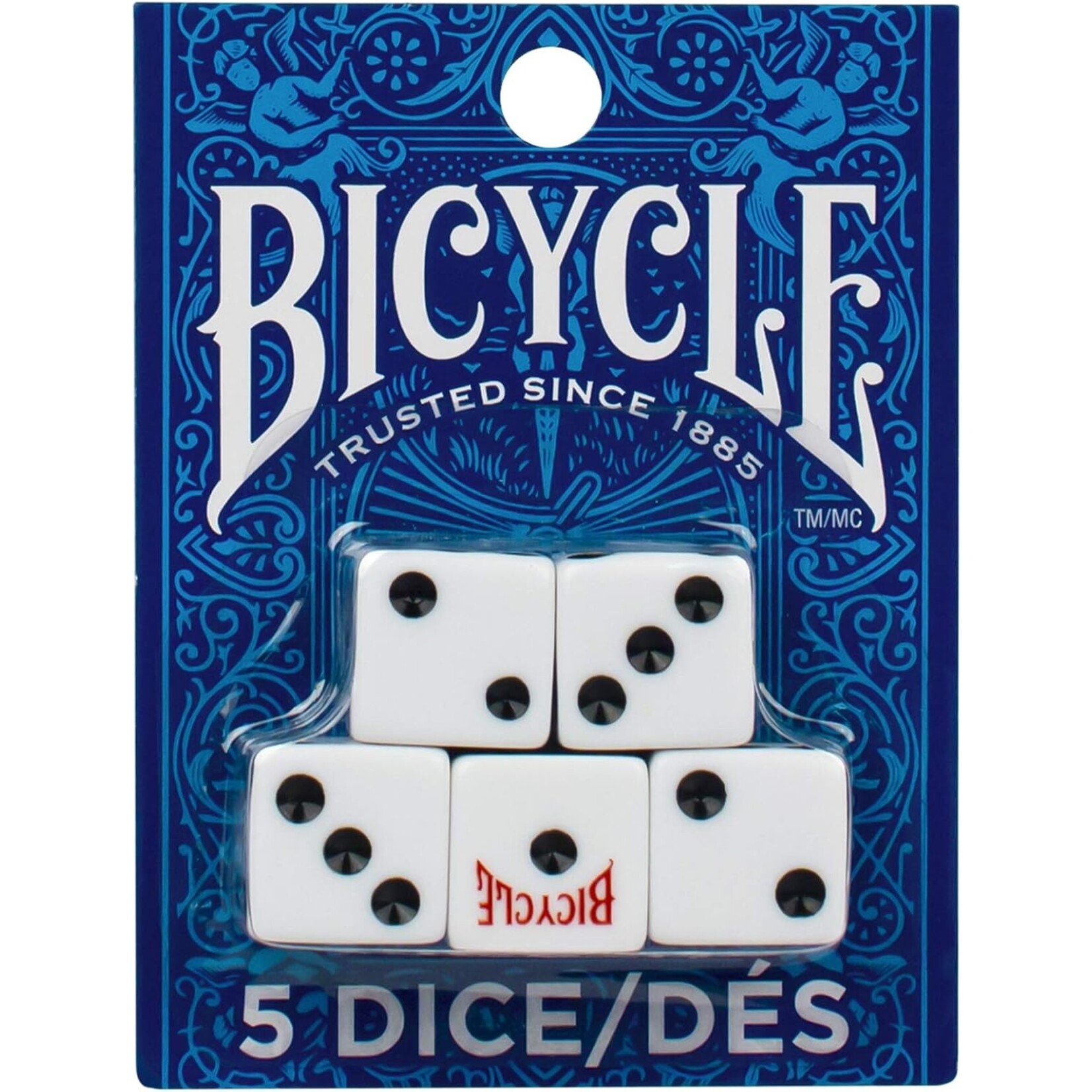 Bicycle D6 Opaque White with Black set of 5