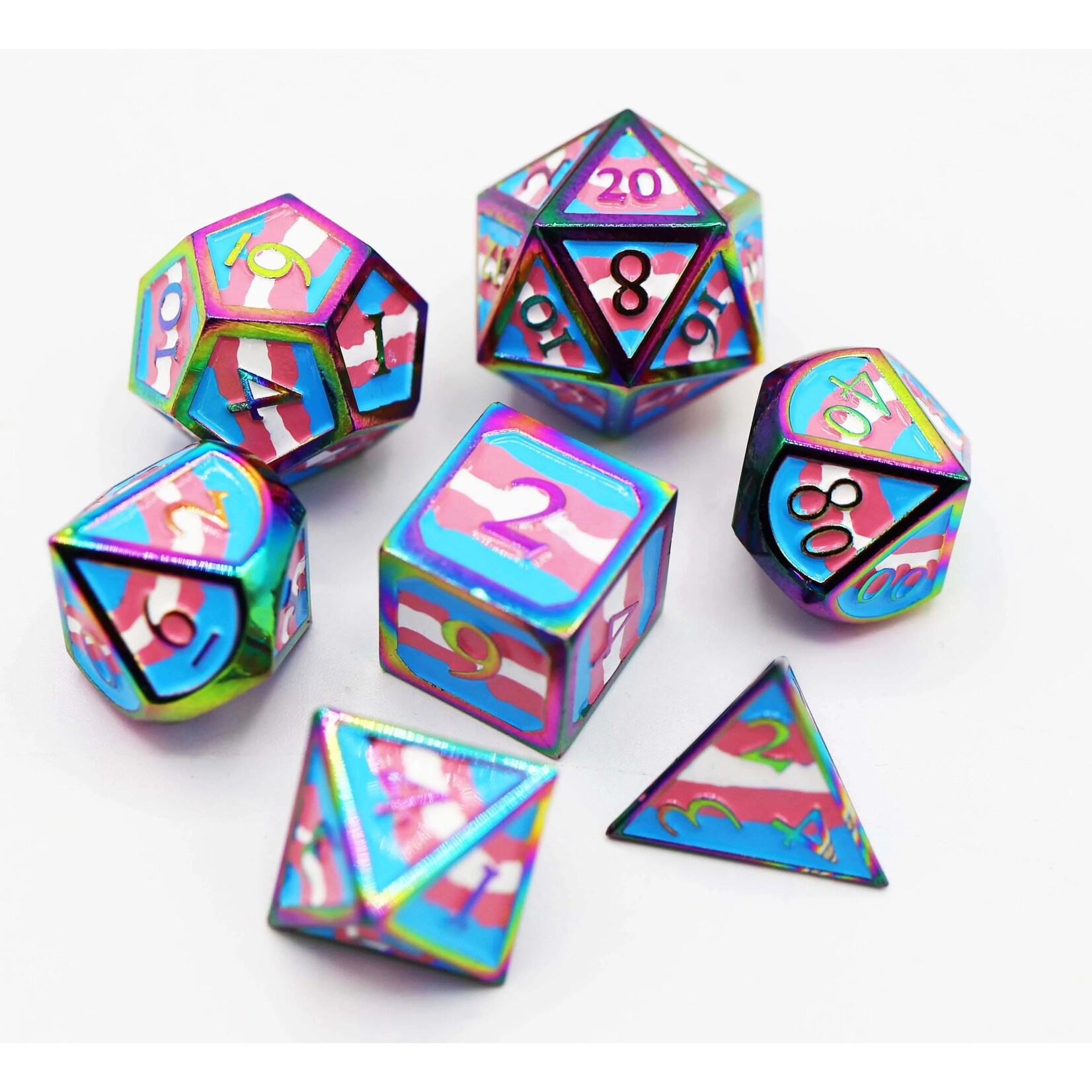 Foam Brain Games Transgender Pride Flag - RPG Metal Dice 7-Set