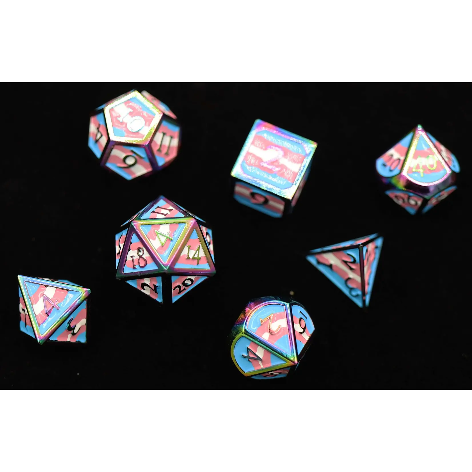 Foam Brain Games Transgender Pride Flag - RPG Metal Dice 7-Set