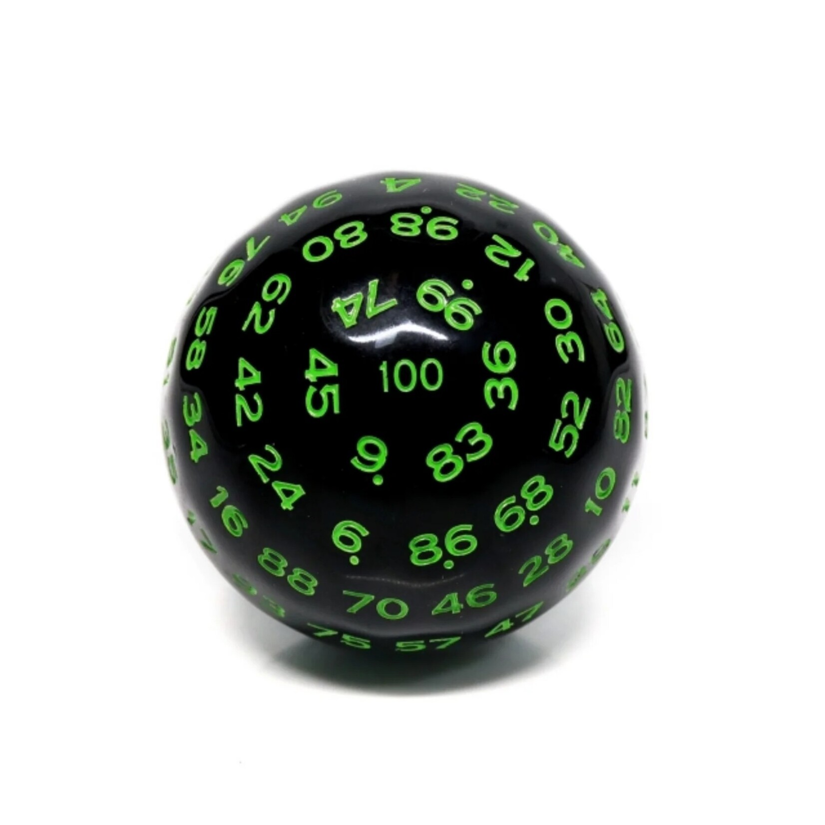 Foam Brain Games 100 Sided Die - Black Opaque with Green D100