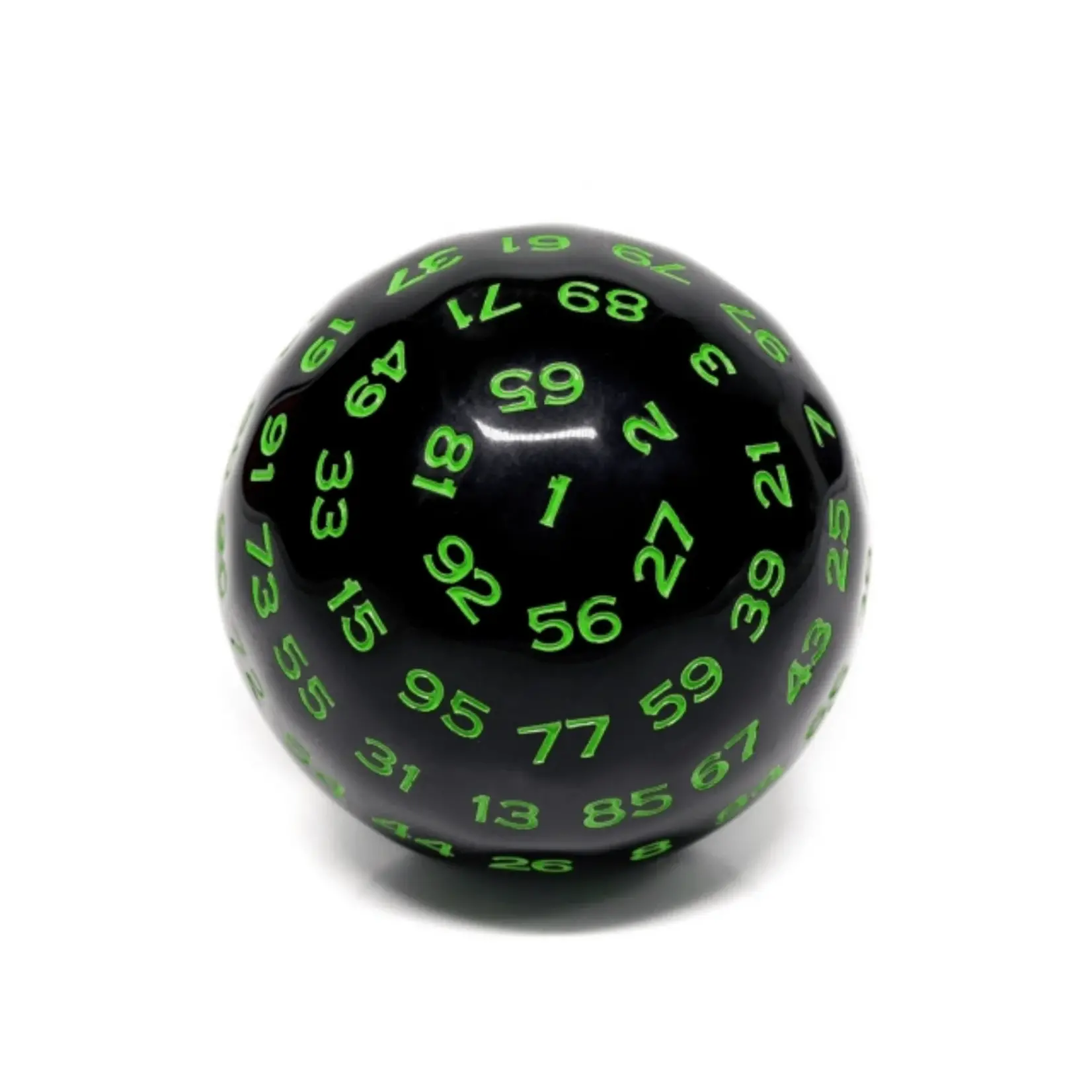 Foam Brain Games 100 Sided Die - Black Opaque with Green D100