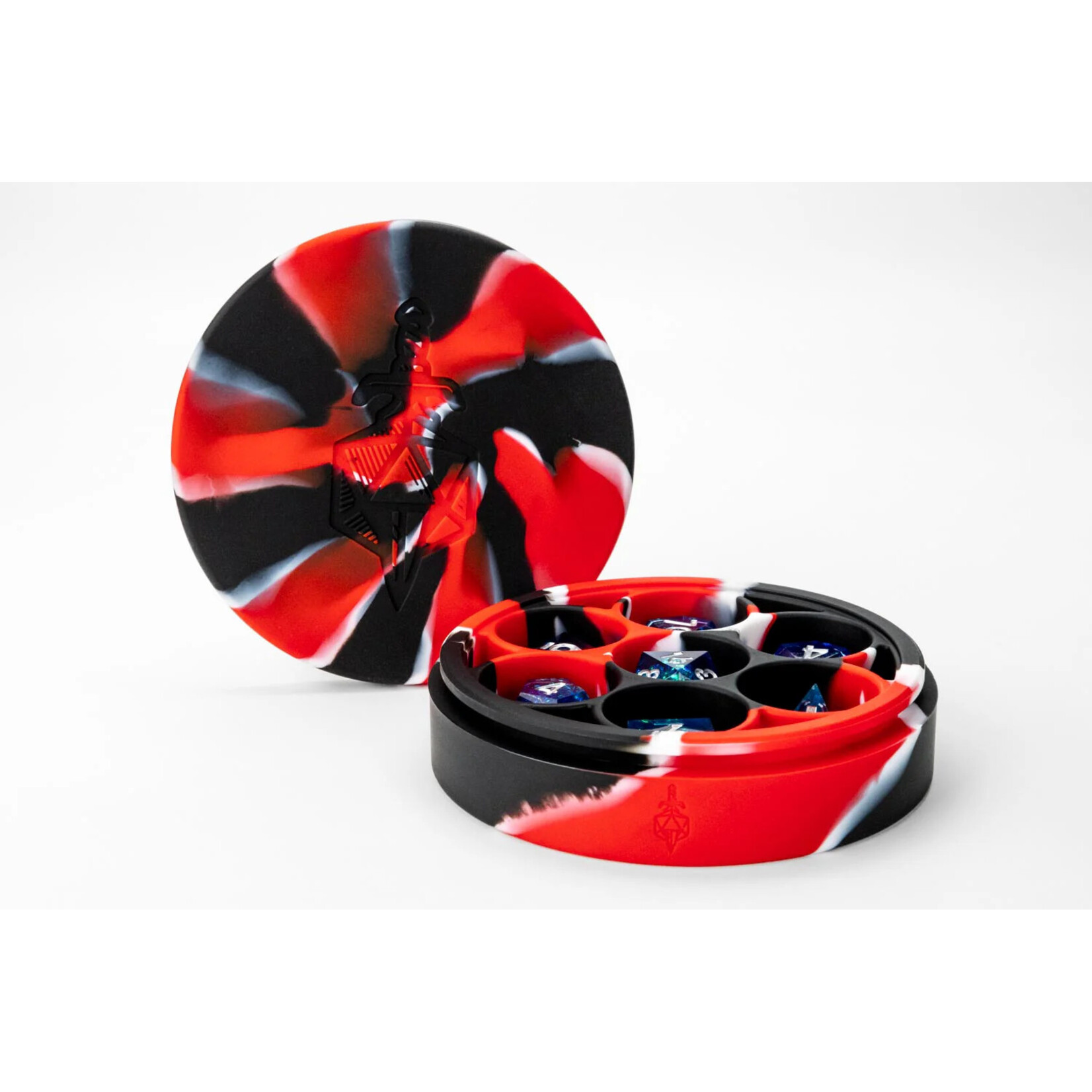 Fanroll by Metallic Dice Games Silicone Round Dice Case: Red/Black/White