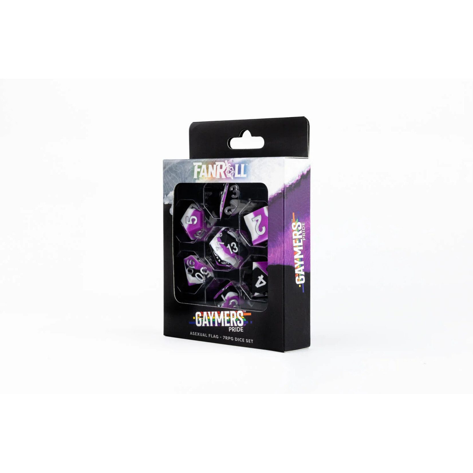 Fanroll by Metallic Dice Games 7501 Sharp Edge Silicone Rubber Dice Set: Asexual Pride