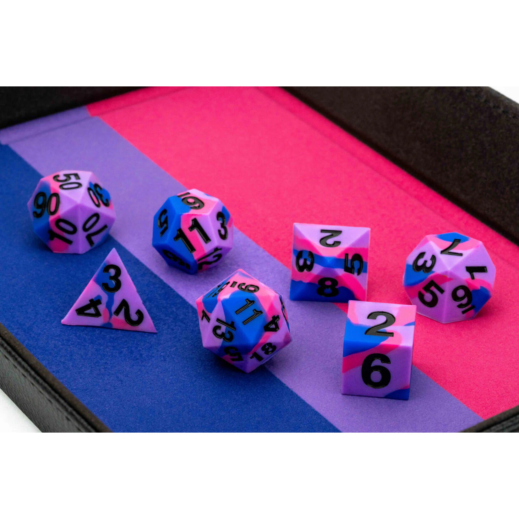 Fanroll by Metallic Dice Games 7502 Sharp Edge Silicone Rubber Dice Set: Bisexual Pride