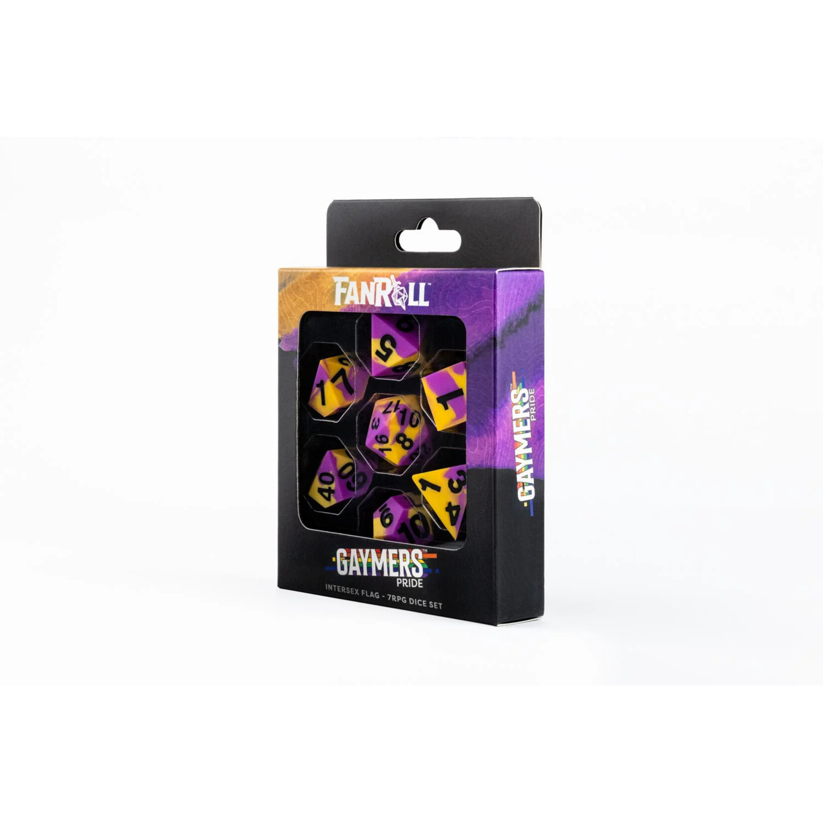 Fanroll by Metallic Dice Games 7504 Sharp Edge Silicone Rubber Dice Set: Intersex Pride