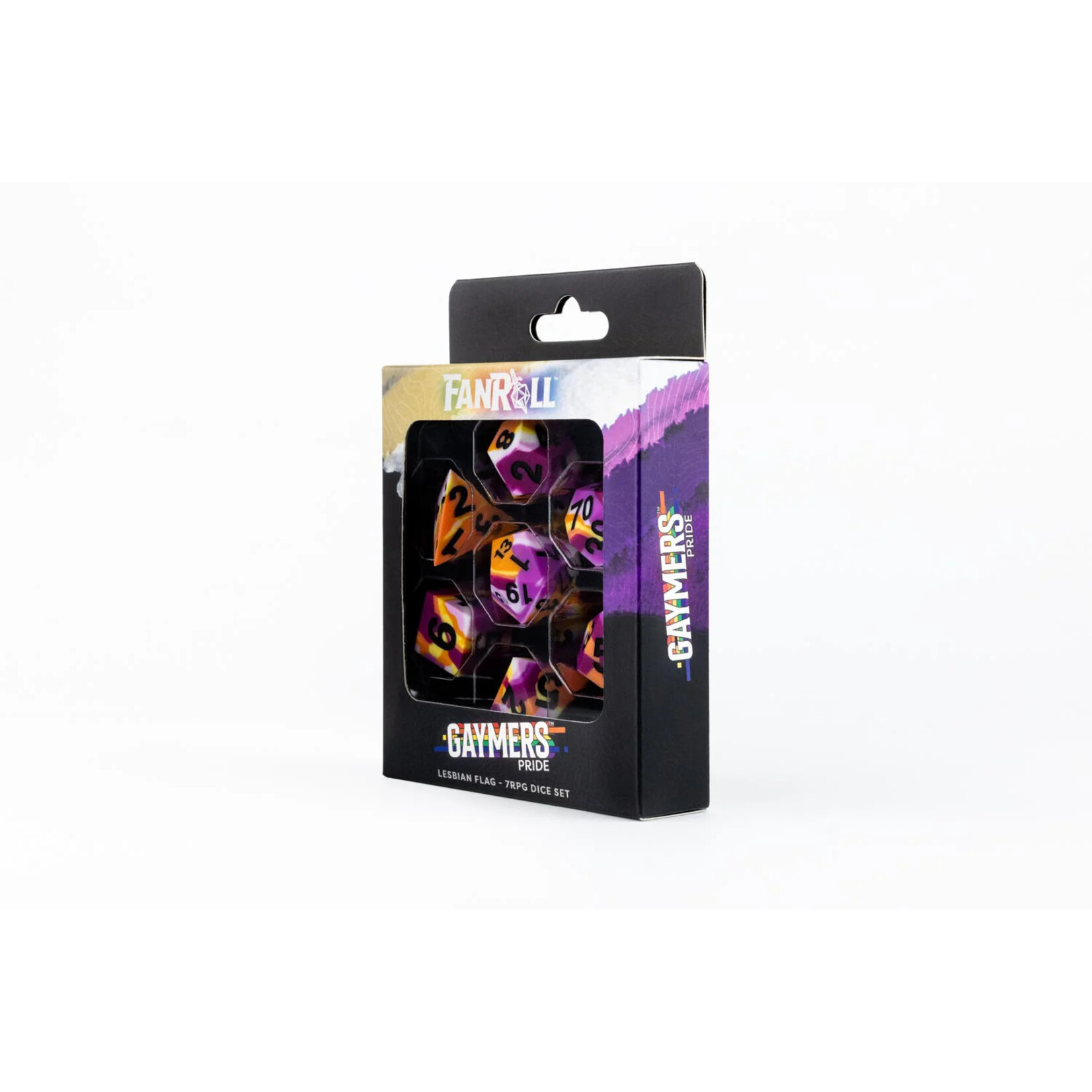 Fanroll by Metallic Dice Games 7505 Sharp Edge Silicone Rubber Dice Set: Lesbian Pride