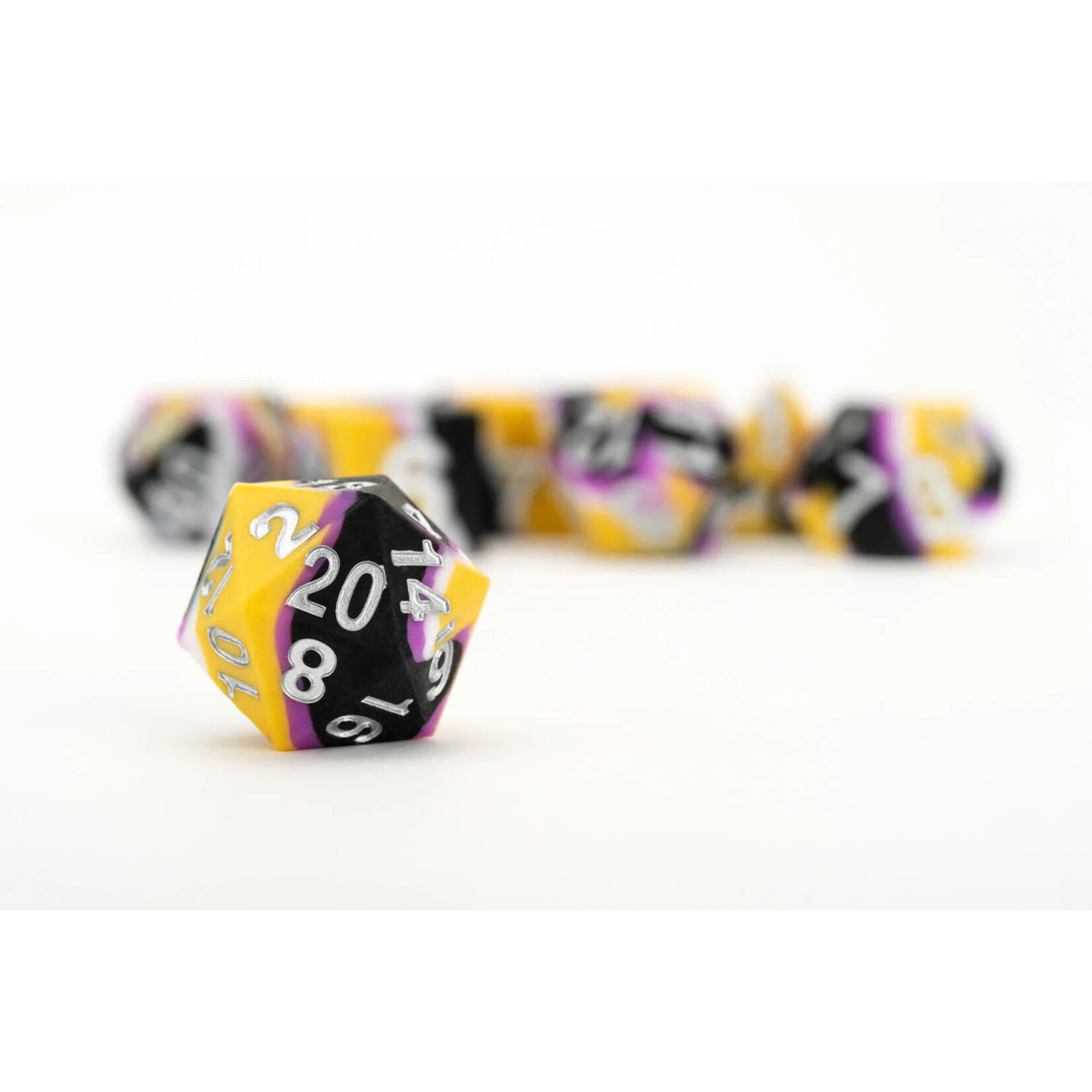 Fanroll by Metallic Dice Games 7506 Sharp Edge Silicone Rubber Dice Set: Nonbinary Pride