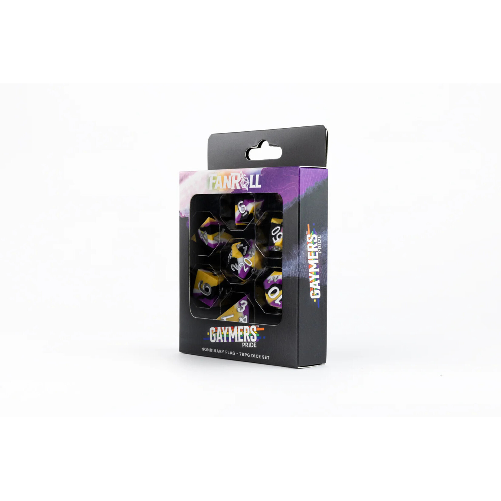Fanroll by Metallic Dice Games 7506 Sharp Edge Silicone Rubber Dice Set: Nonbinary Pride