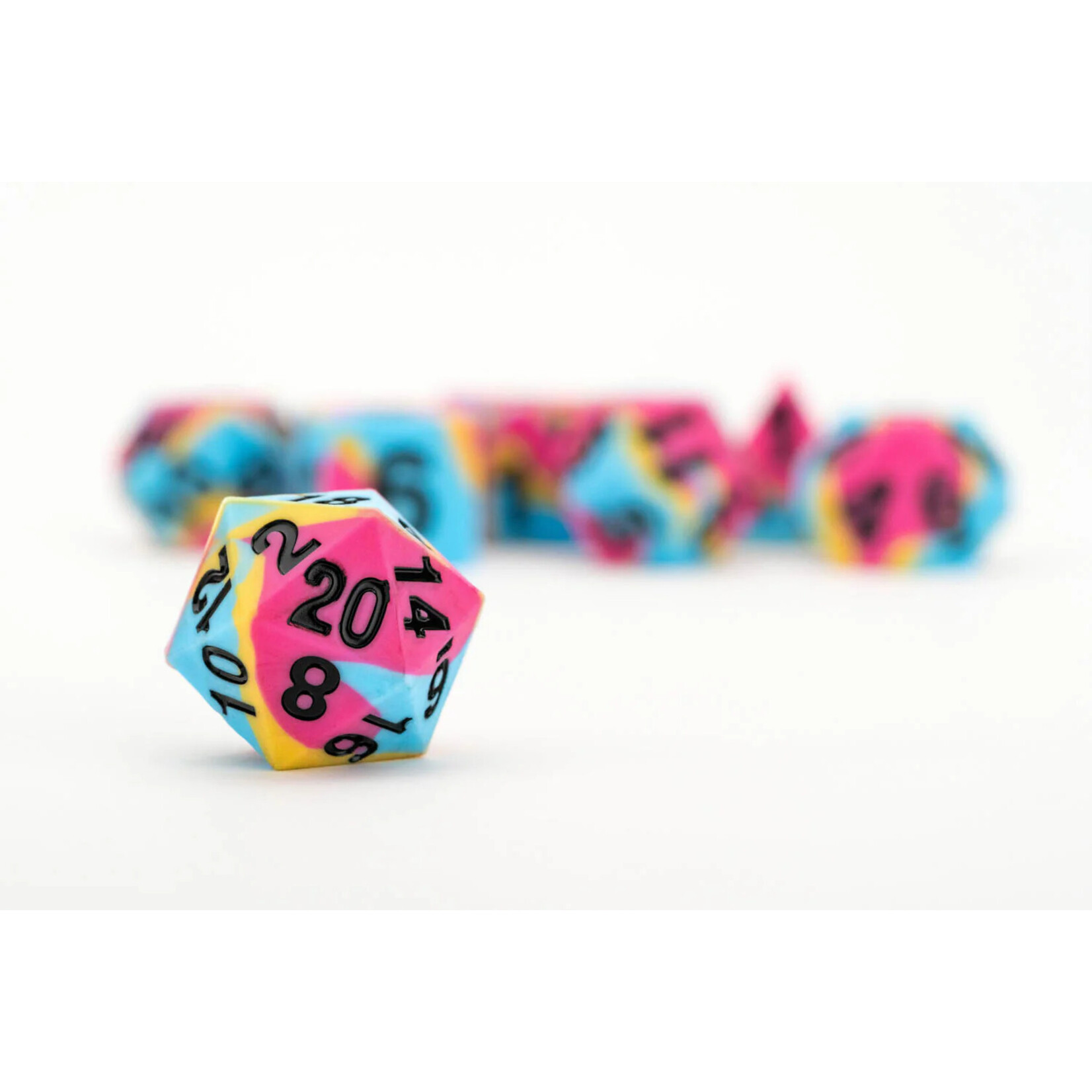 Fanroll by Metallic Dice Games 7507 Sharp Edge Silicone Rubber Dice Set: Pansexual Pride