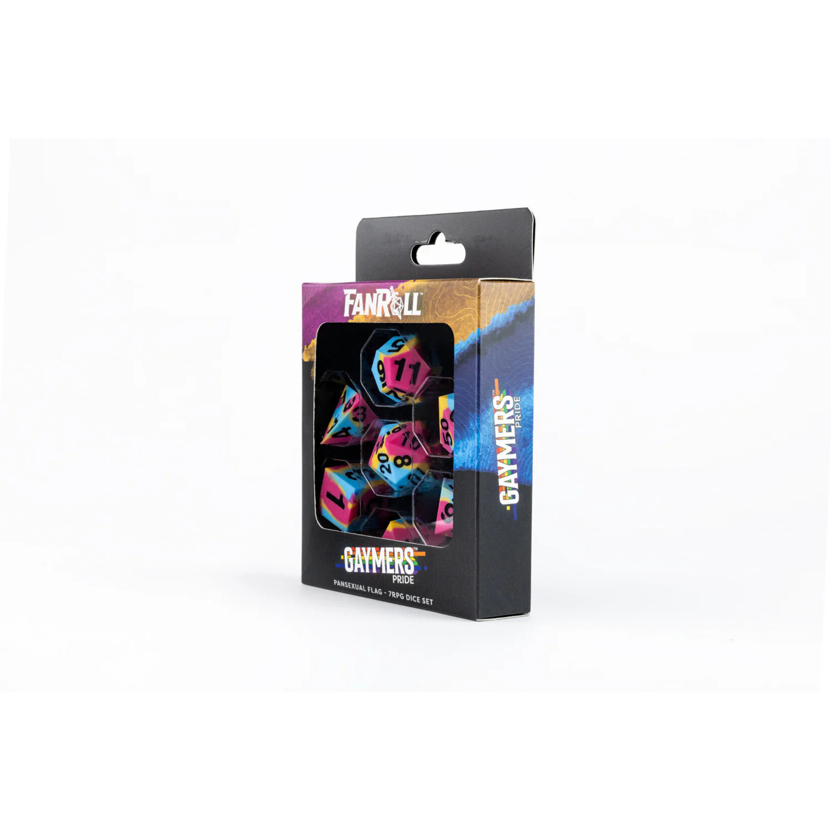 Fanroll by Metallic Dice Games 7507 Sharp Edge Silicone Rubber Dice Set: Pansexual Pride