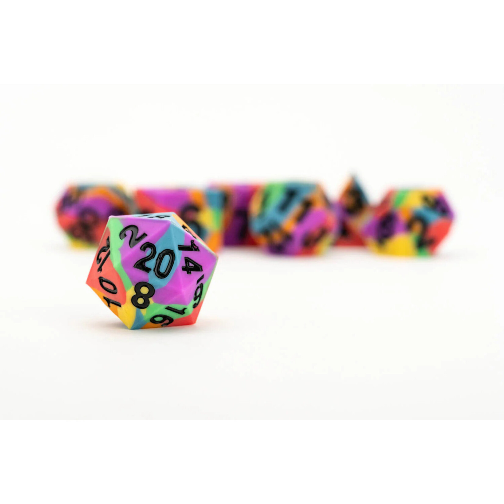 Fanroll by Metallic Dice Games 7508 Sharp Edge Silicone Rubber Dice Set: Rainbow Flag