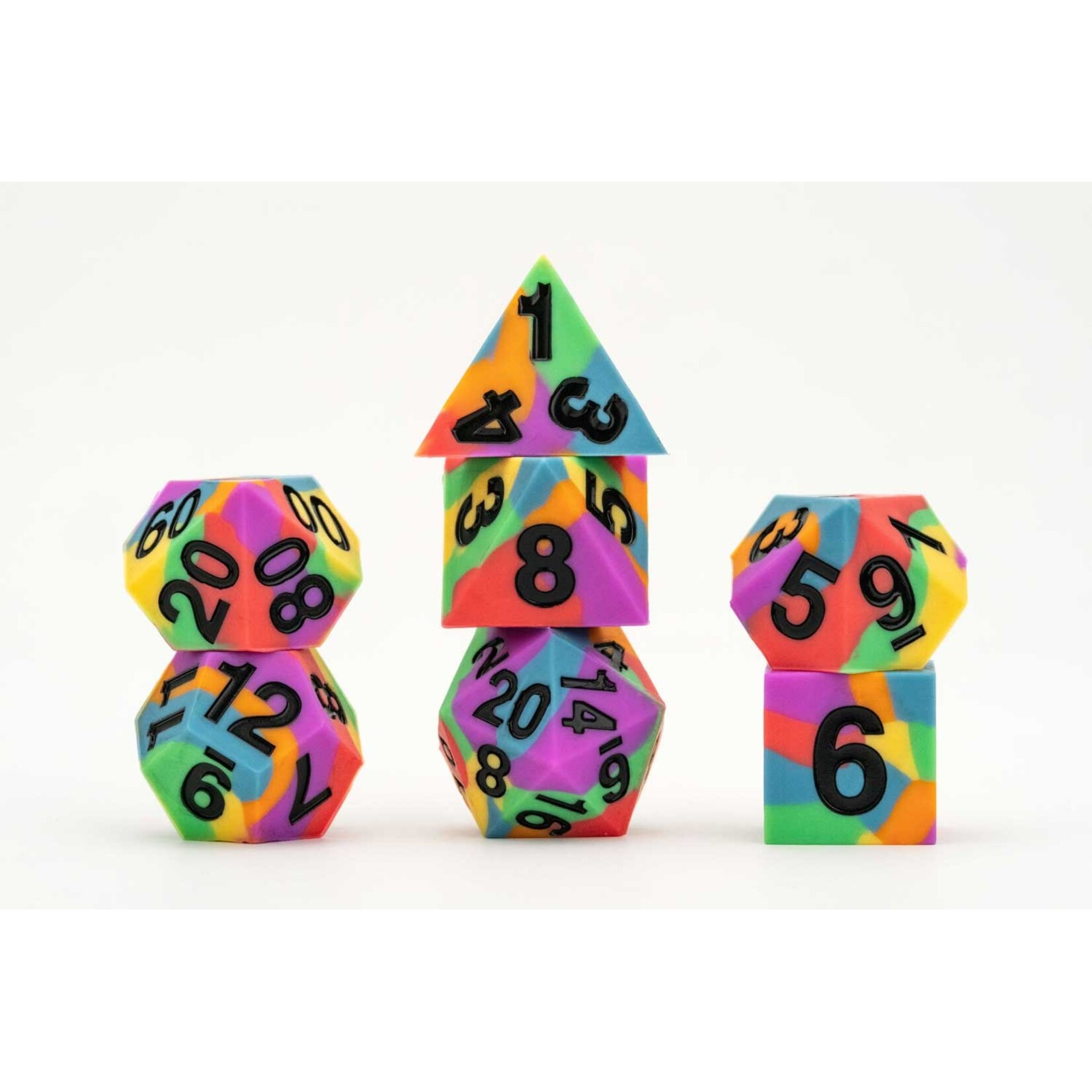 Fanroll by Metallic Dice Games 7508 Sharp Edge Silicone Rubber Dice Set: Rainbow Flag