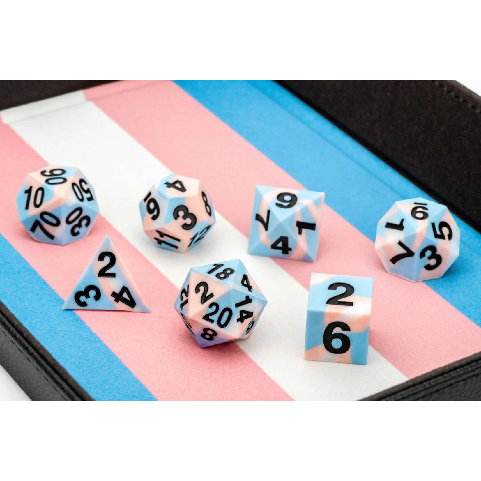 Fanroll by Metallic Dice Games 7509 Sharp Edge Silicone Rubber Dice Set: Transgender Pride