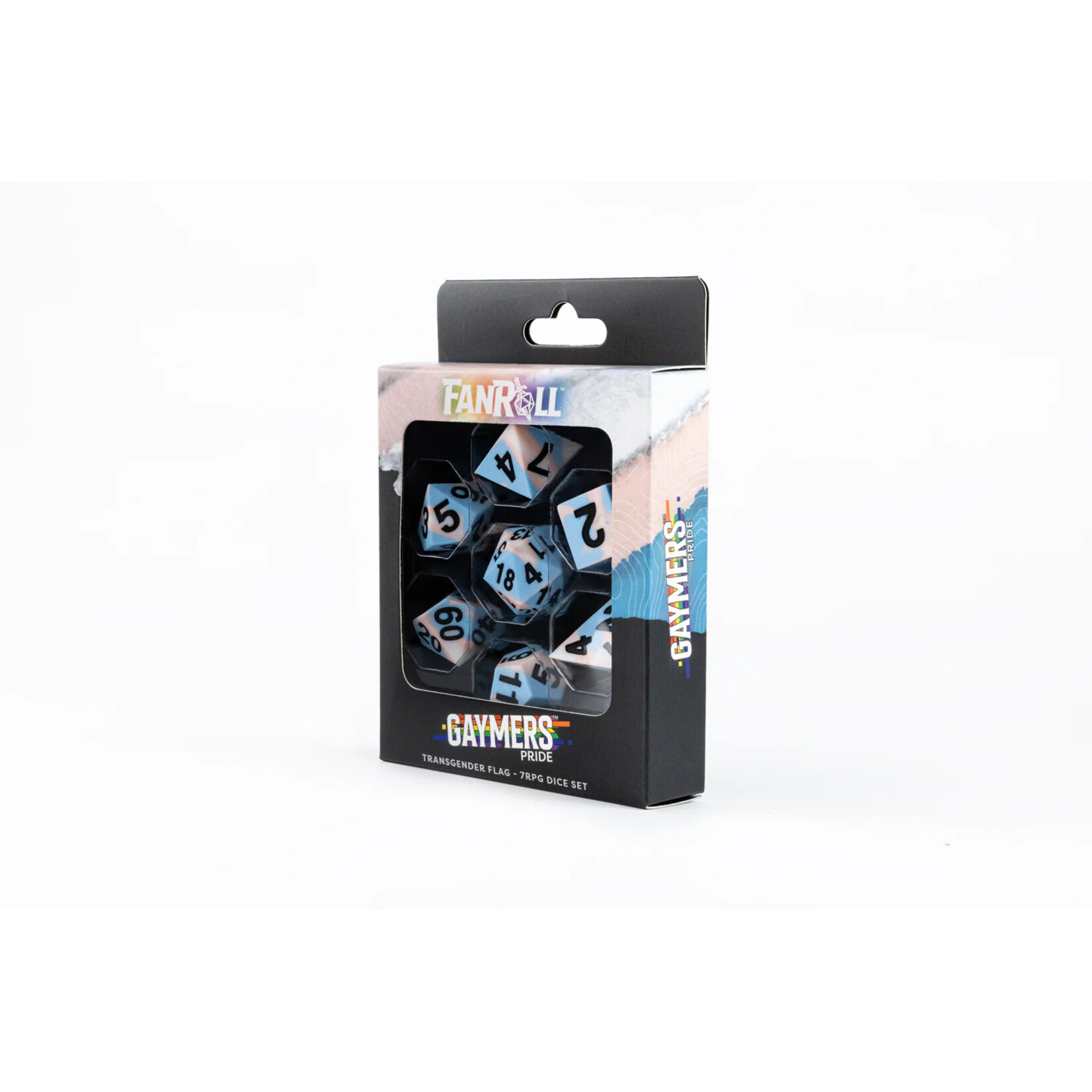 Fanroll by Metallic Dice Games 7509 Sharp Edge Silicone Rubber Dice Set: Transgender Pride