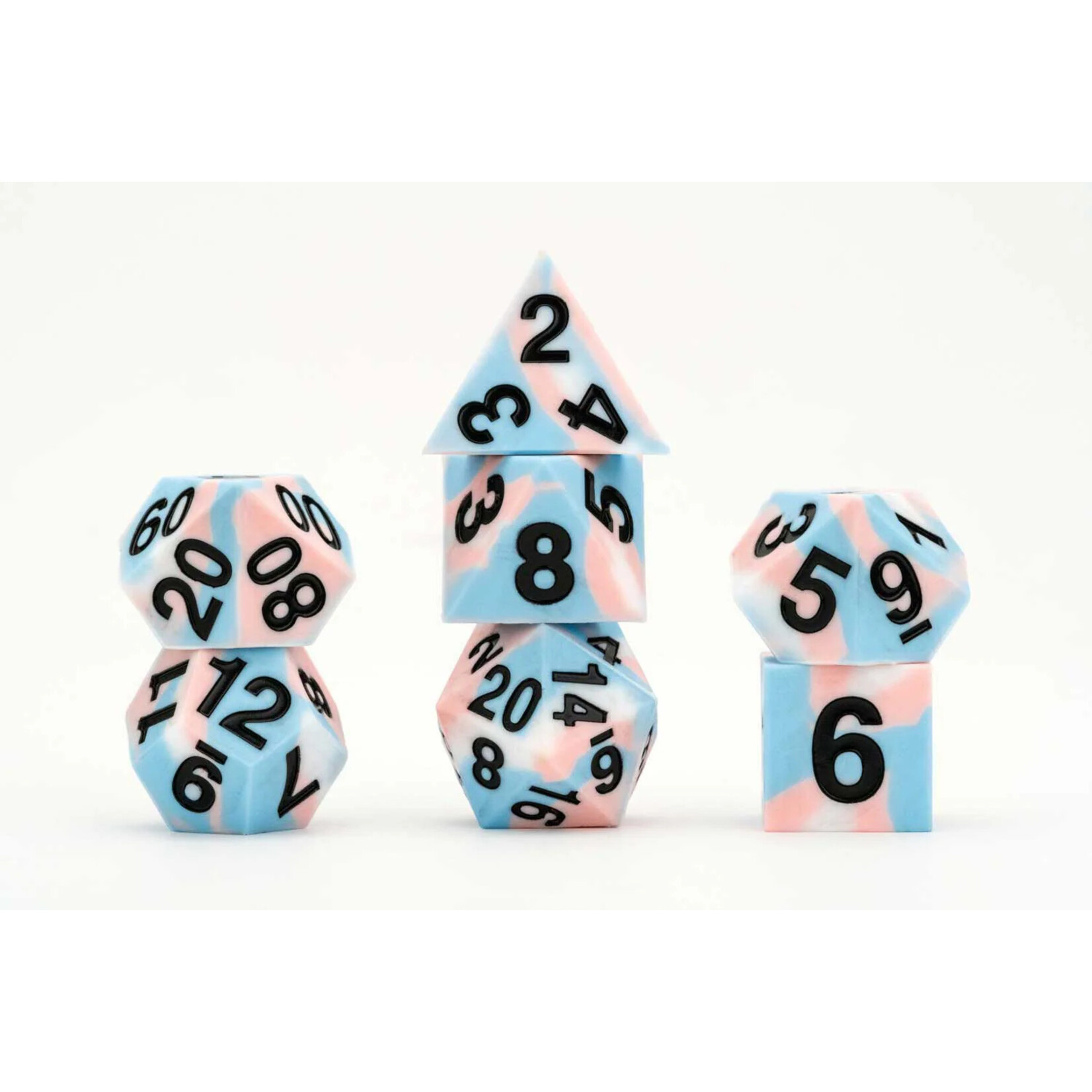 Fanroll by Metallic Dice Games 7509 Sharp Edge Silicone Rubber Dice Set: Transgender Pride