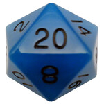 Fanroll by Metallic Dice Games 35mm Mega Glow in the Dark Blue with Black D20
