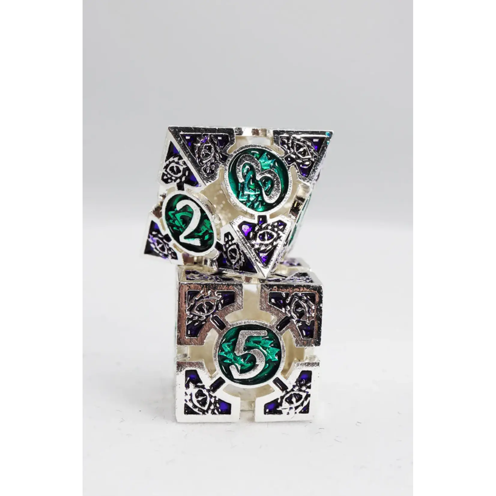 Foam Brain Games Oculus: Angelic - Metal RPG Dice Set w/custom tin