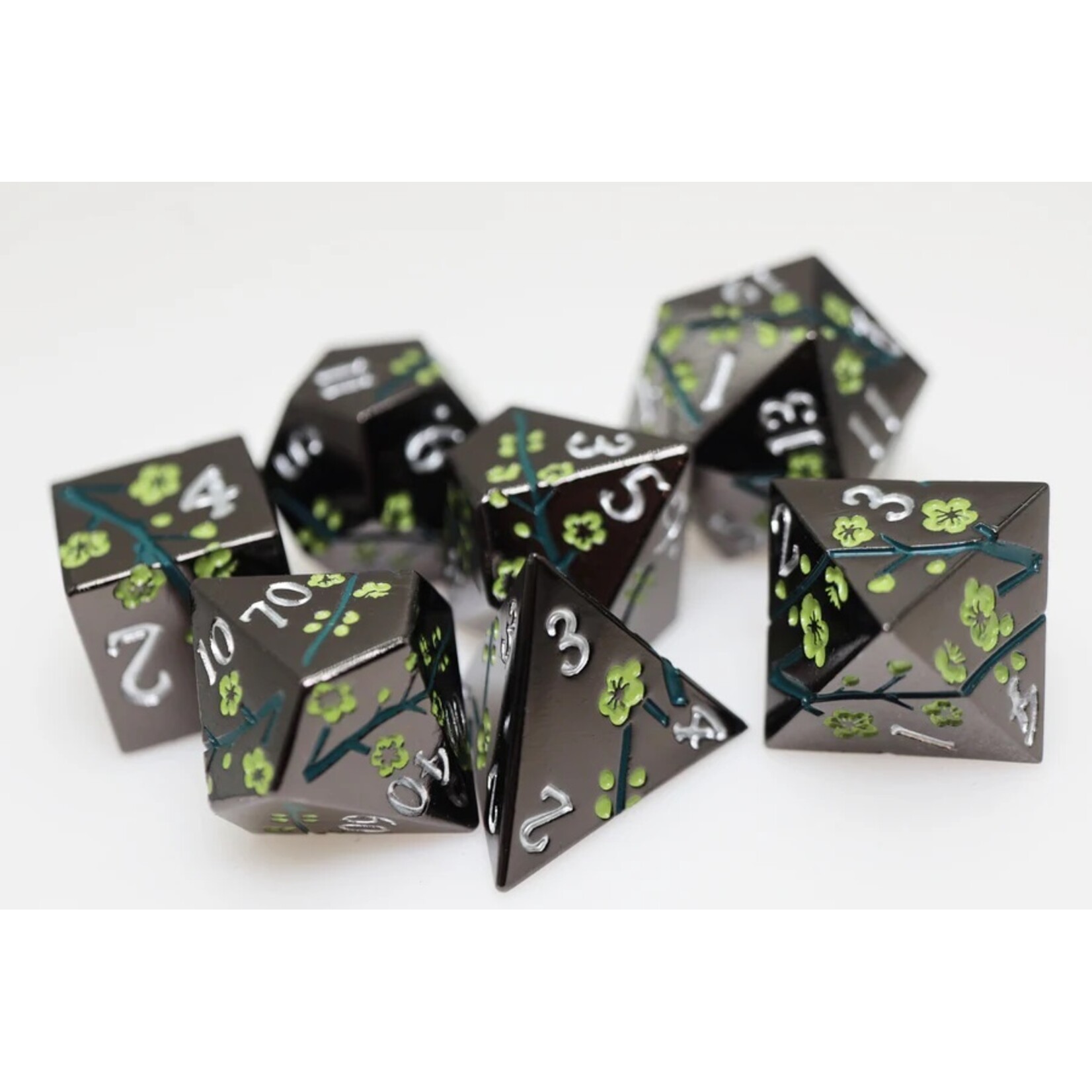 Foam Brain Games Metallic Bouquet: Dark Green Hellbore - Metal RPG Dice Set