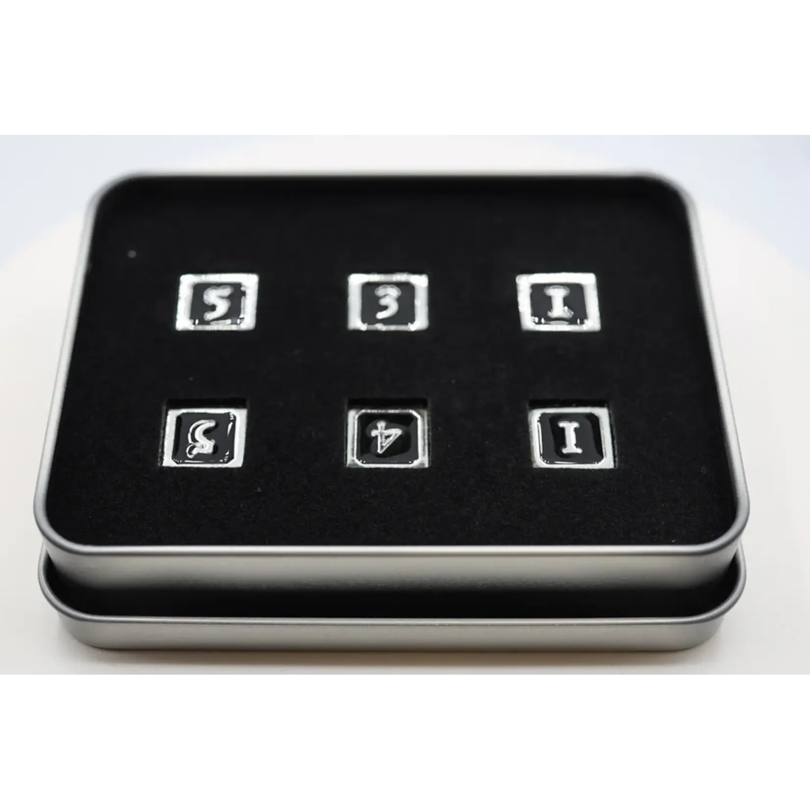 Foam Brain Games Black & Silver 6pc Metal D6's