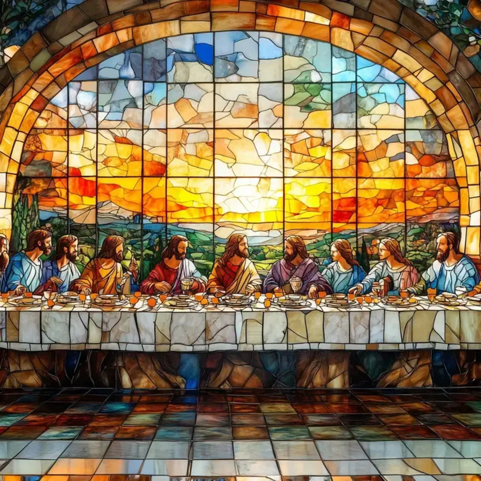 Trippy Puzzle Co Faithful Feast Stained Glass Classic Jigsaw Puzzle 1000pc