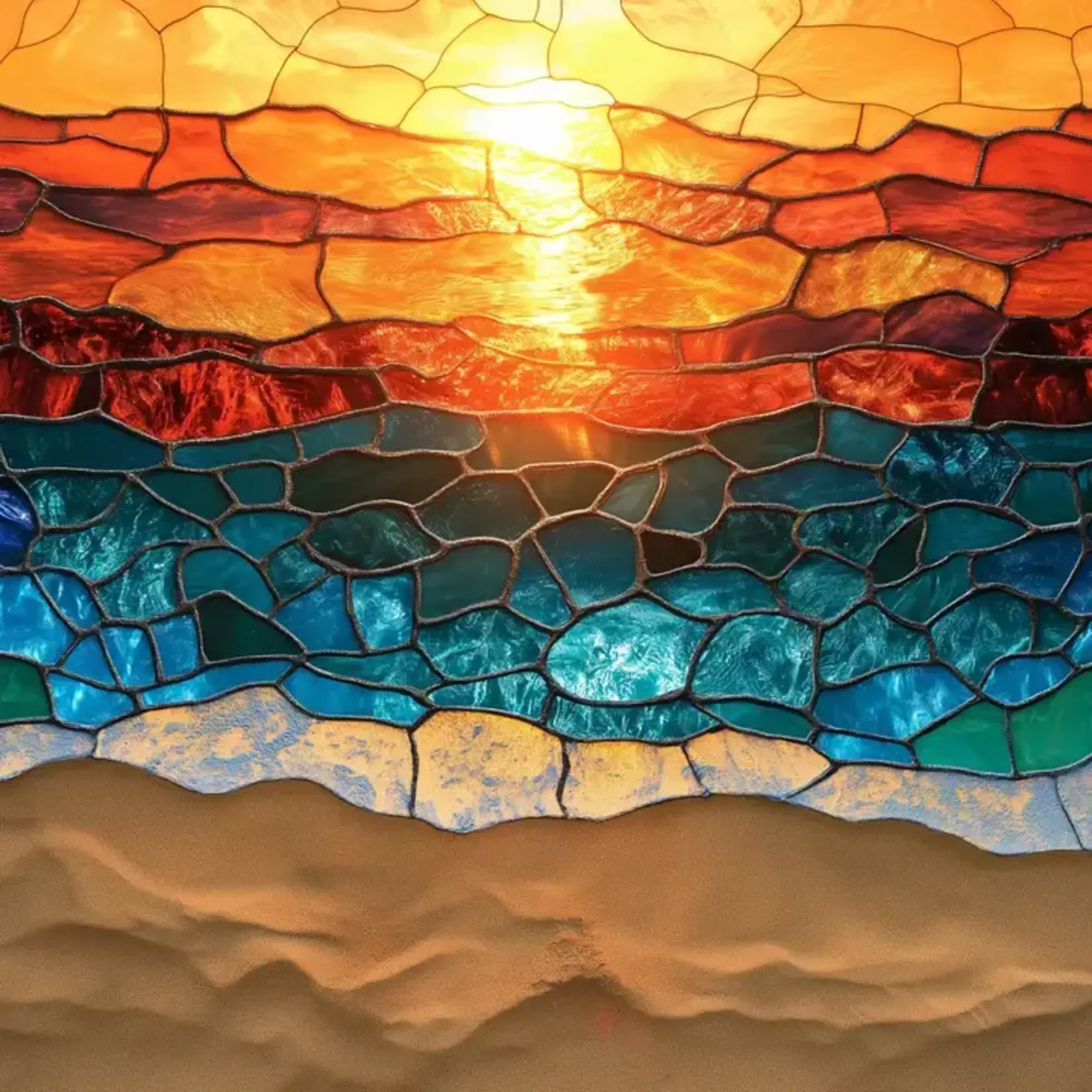 Trippy Puzzle Co Crystal Coast Stained Glass Classic Jigsaw Puzzle 1000pc