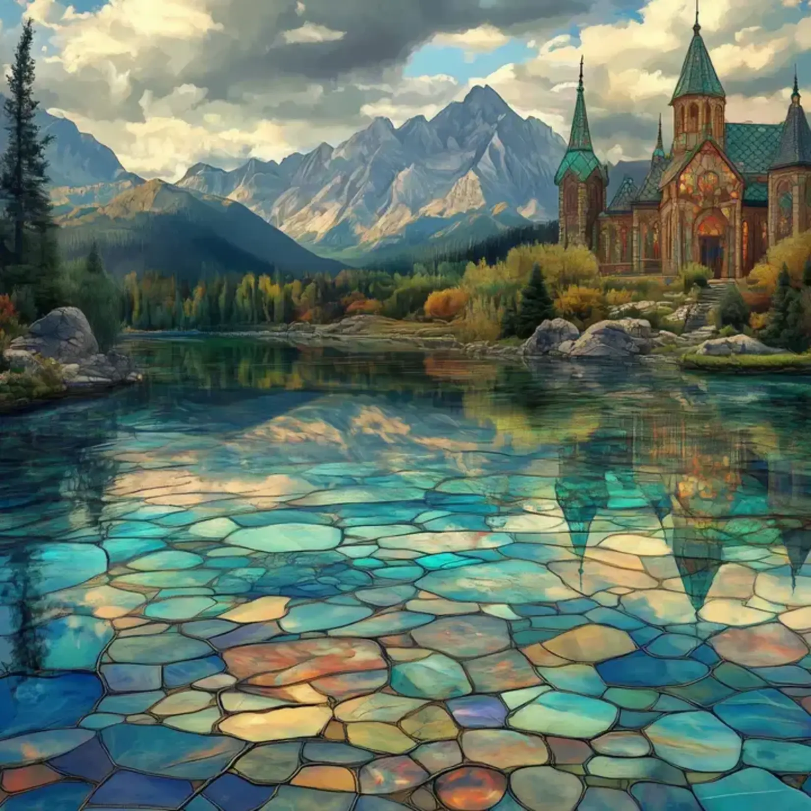 Trippy Puzzle Co Shattered Waters Stained Glass Classic Jigsaw Puzzle 1000pc