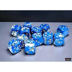 Chessex 16mm Brushed Dice: Wavebreak with Gold D6 12-Set