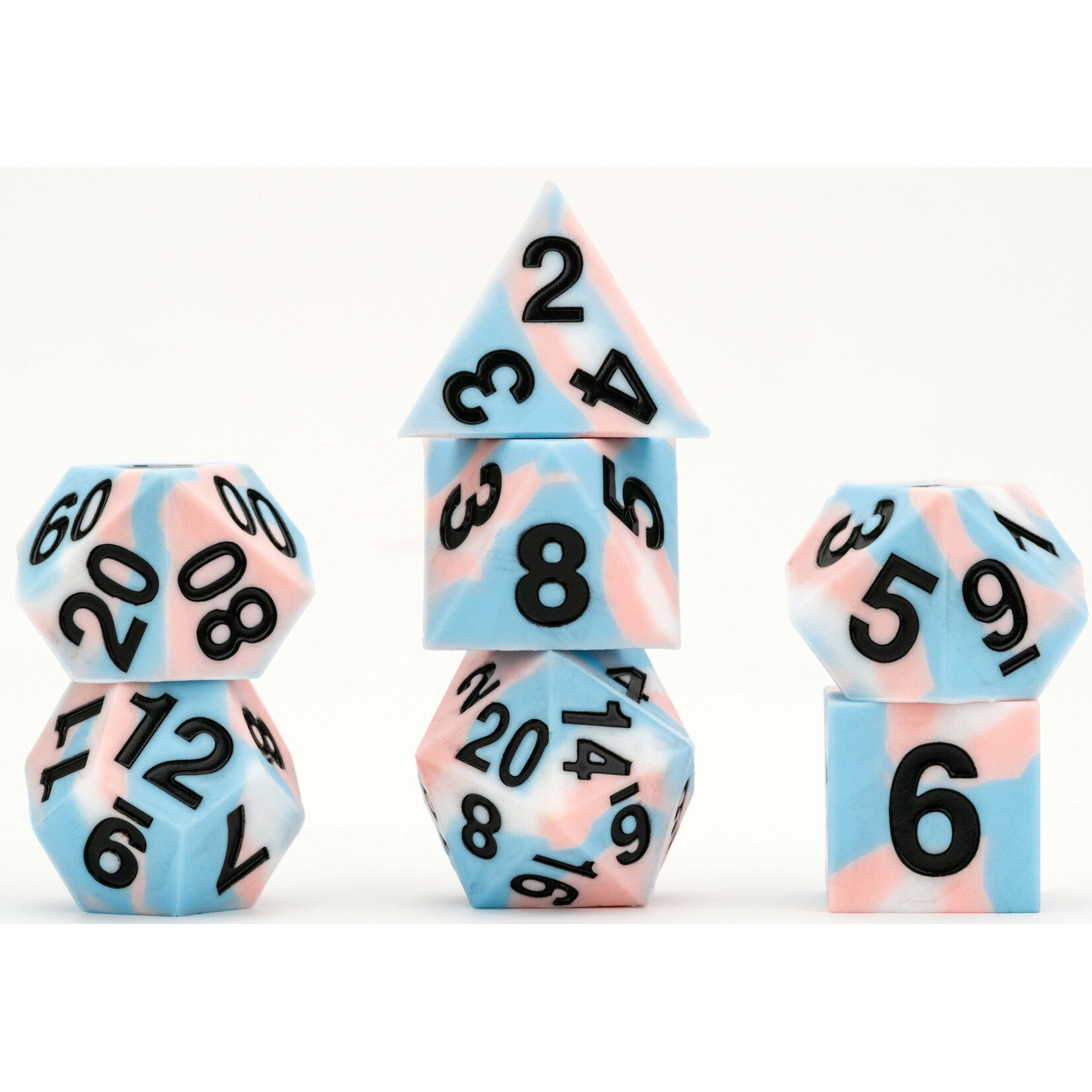 Fanroll by Metallic Dice Games 7509 Sharp Edge Silicone Rubber Dice Set: Transgender Pride
