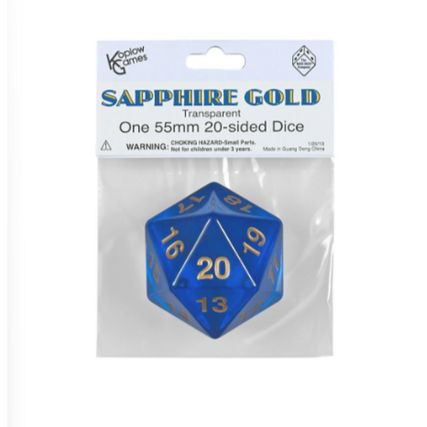 Koplow d20 Single 55mm Countdown Sapphire with Gold