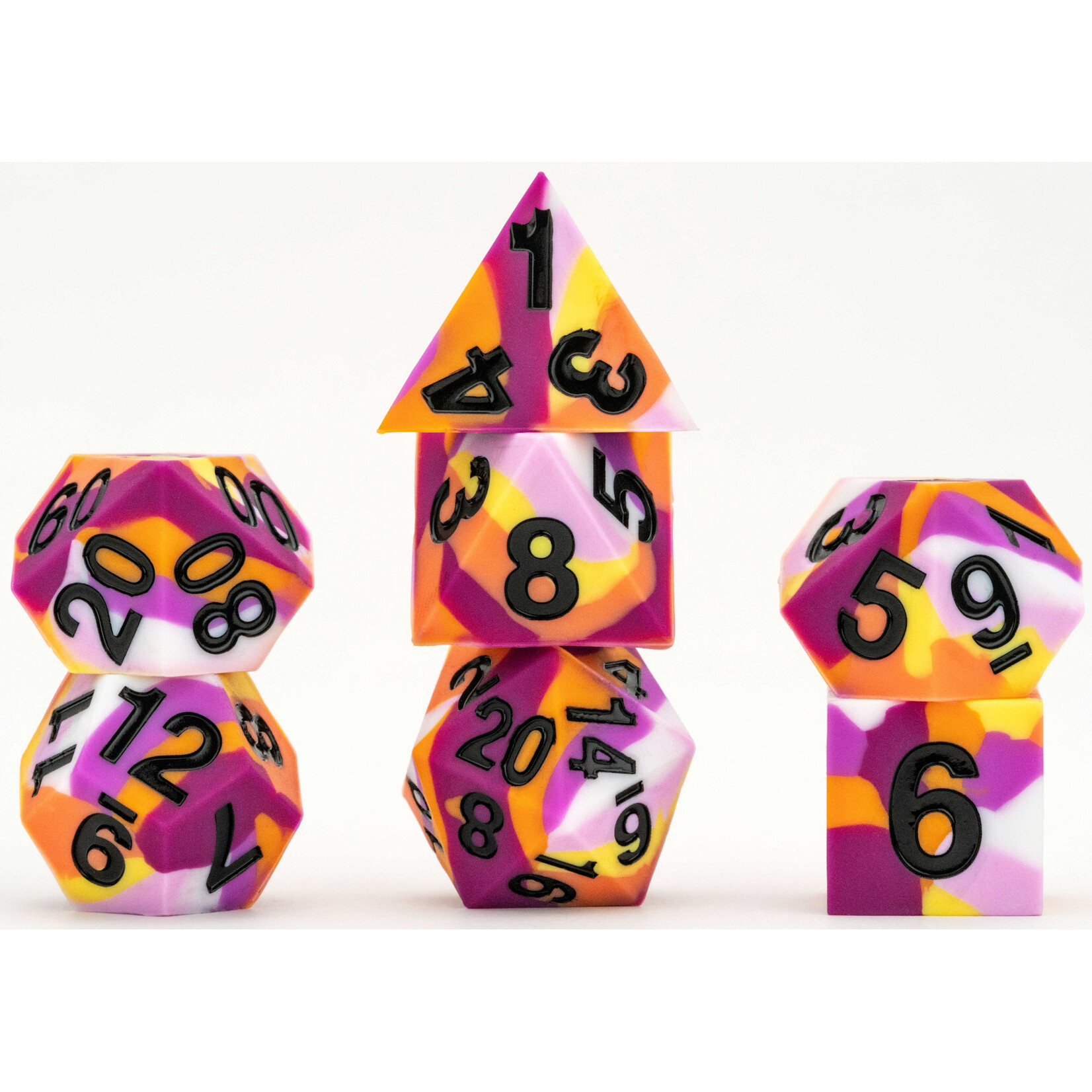 Fanroll by Metallic Dice Games 7505 Sharp Edge Silicone Rubber Dice Set: Lesbian Pride