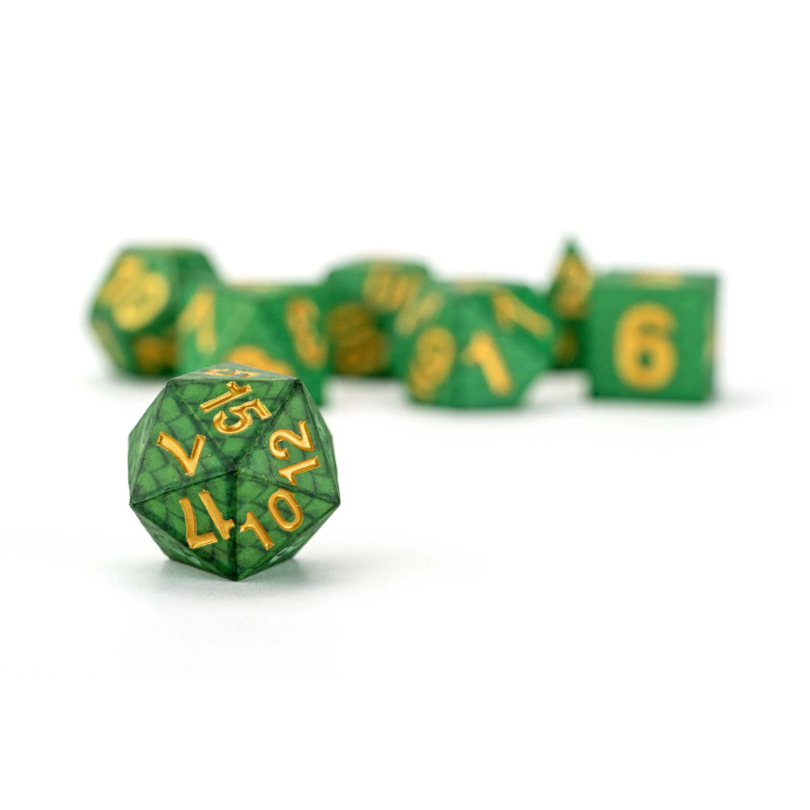 Fanroll by Metallic Dice Games 10932 Dragon Storm Silicone Dice Set: Green Dragon Scales (7)