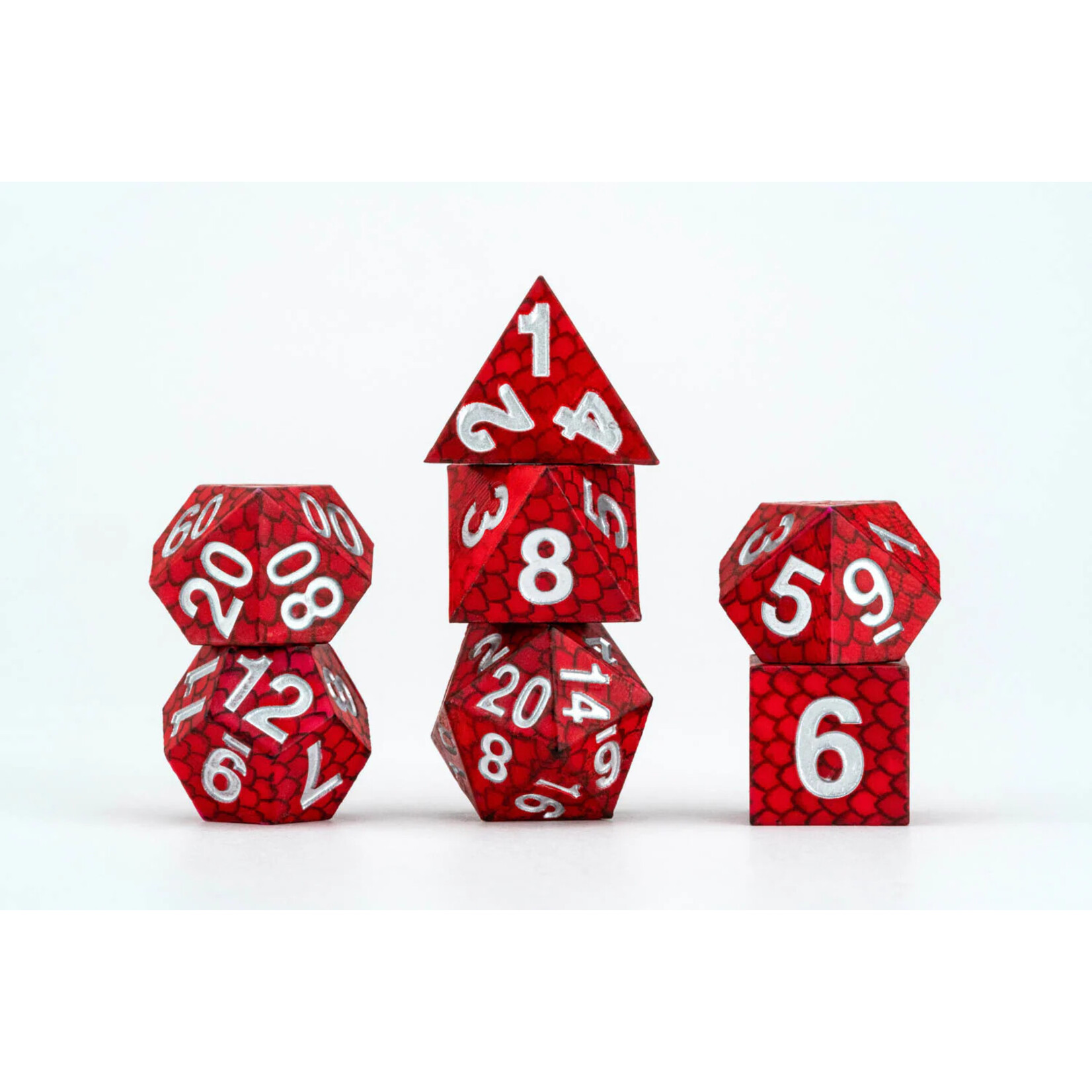 Fanroll by Metallic Dice Games 10931 Dragon Storm Silicone Dice Set: Red Dragon Scales (7)