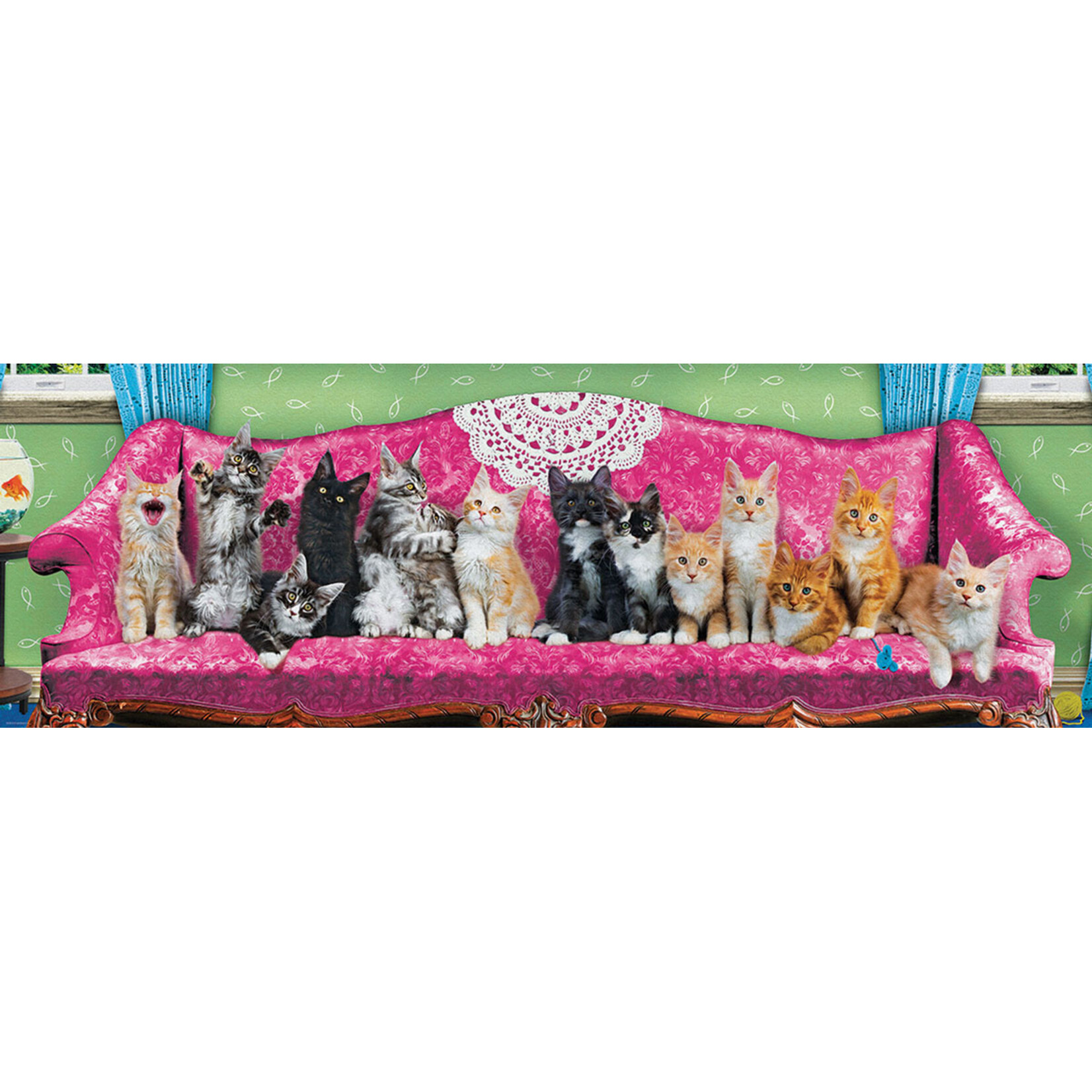 EuroGraphics Puzzles Kitty Cat Couch Panoramic 1000 pc