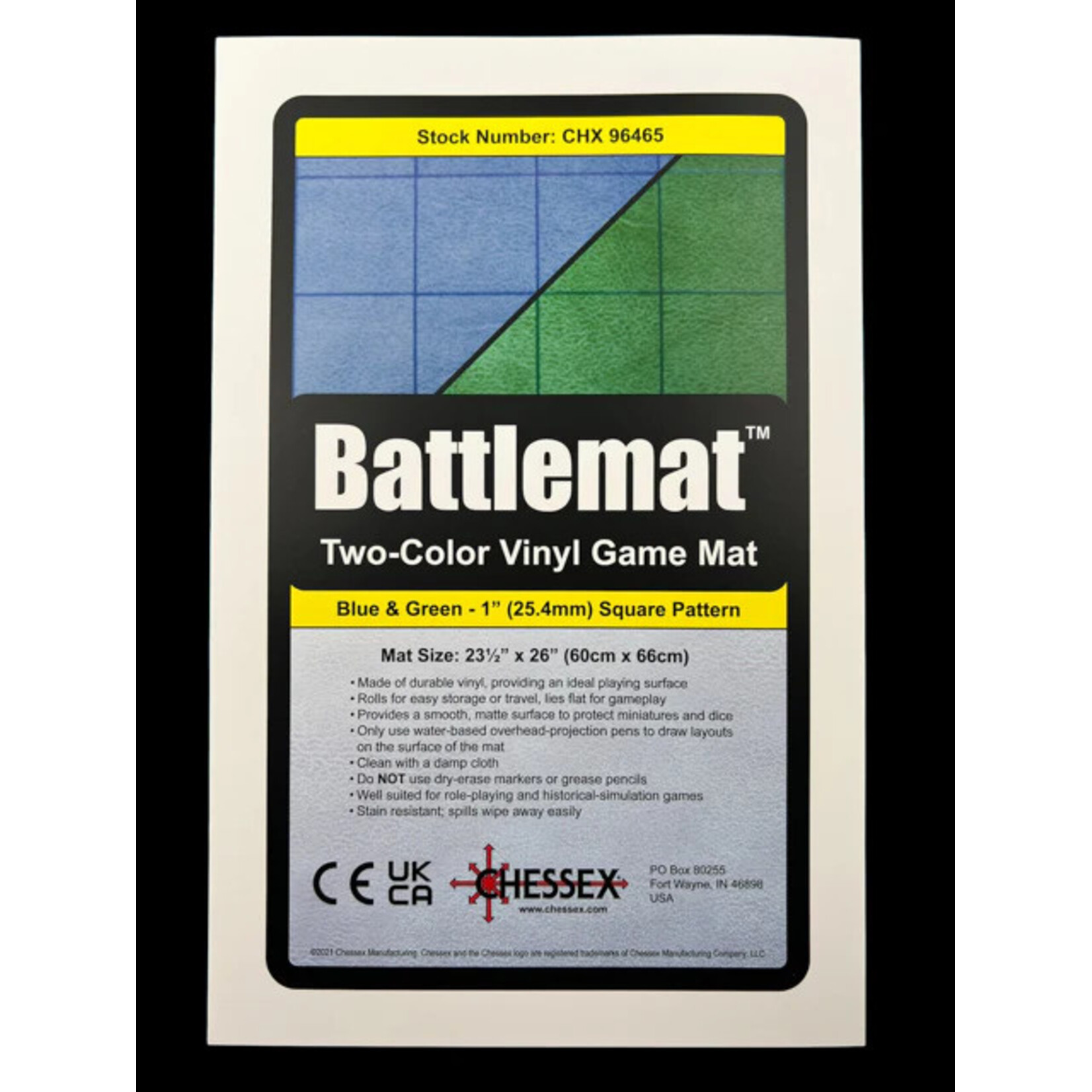 Chessex Battlemat: 1in Reversible Blue-Green Squares (23.5in x 26in Playing Surface)